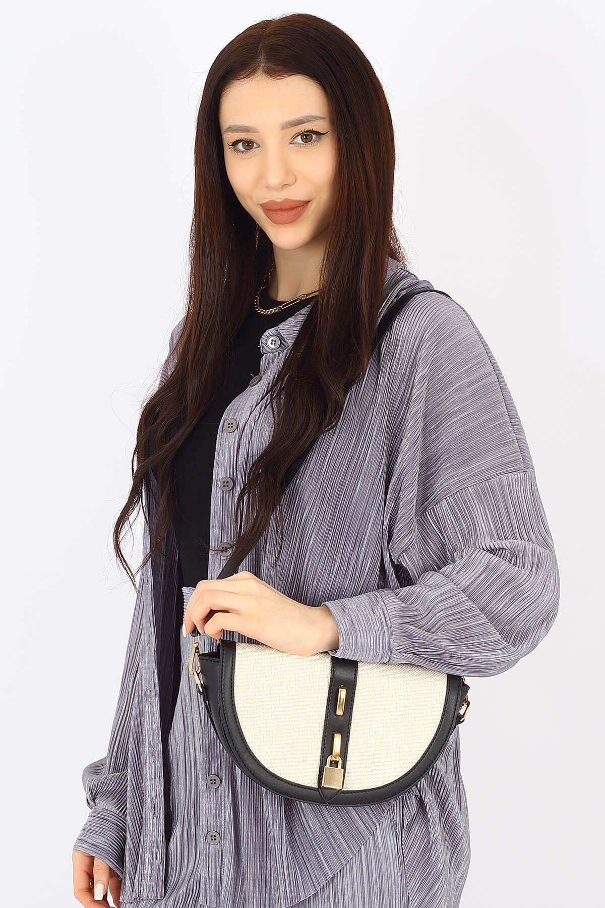 SOHO-Stylish Minimal Hand and Shoulder Bag with Adjustable Crossbody Strap and Special Design Lock Accessory 6