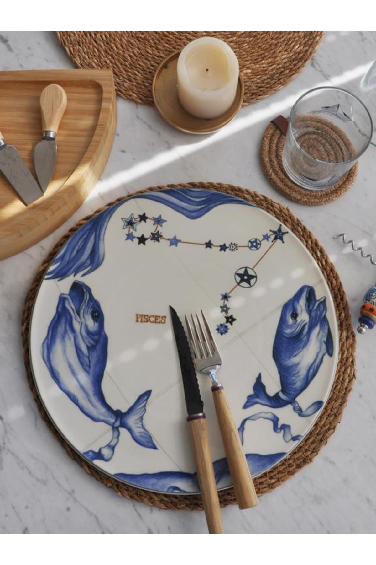 M'art Home-Zodiac Signs Fish Pizza Presentation Plate 1