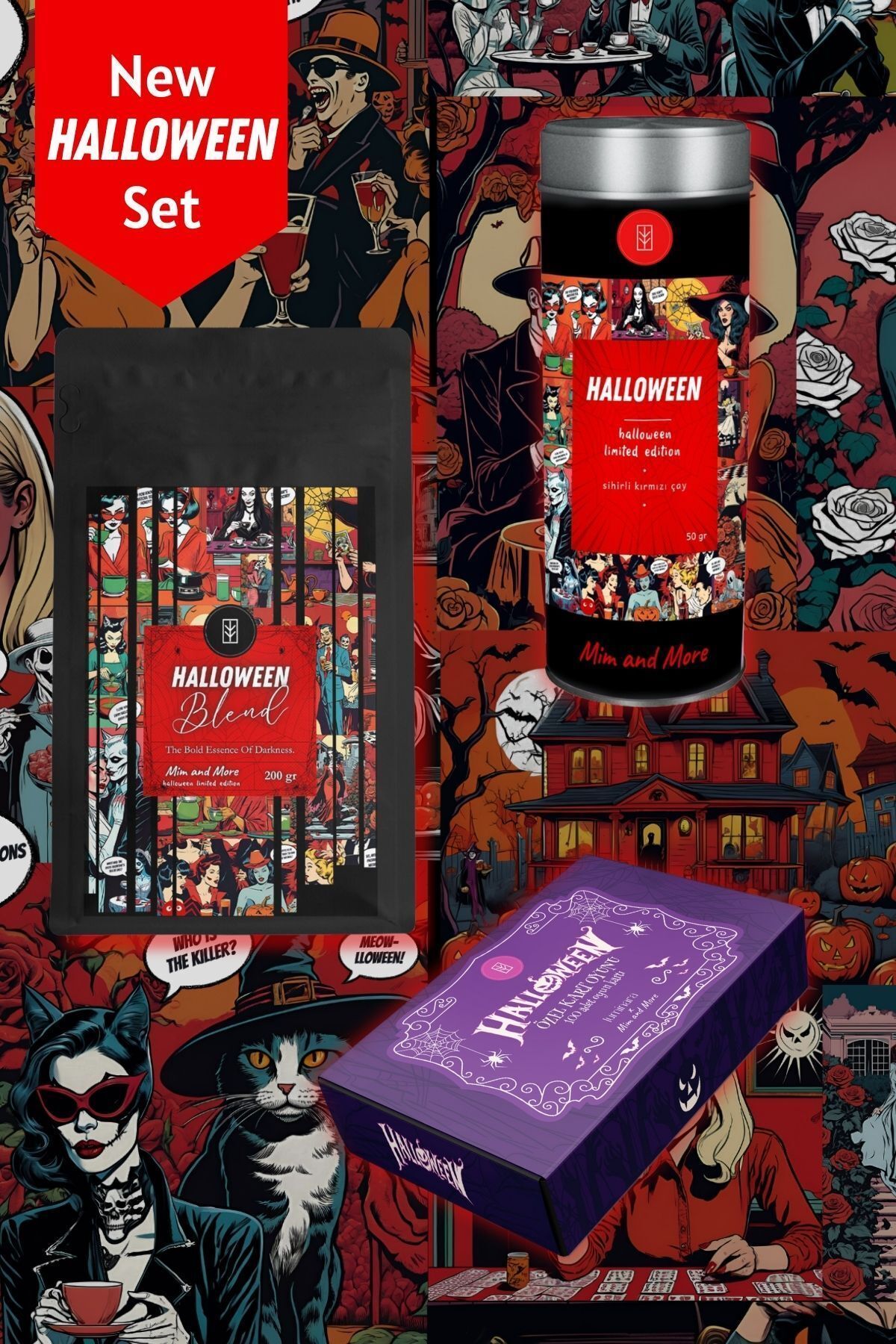 Halloween Çay & Kahve & Kart Oyunu Set