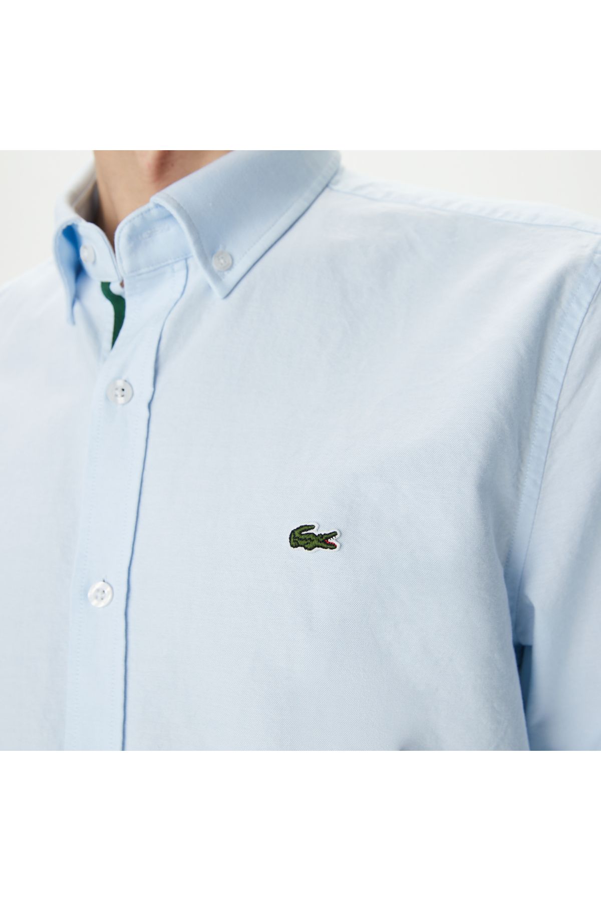 پیراهن / بلوز دکمه دار آبی مردانه روشن و باریک لباس Lacoste