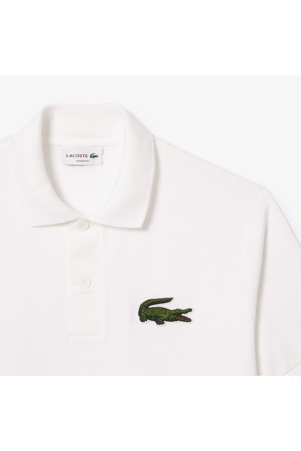 تی شرت یقه پولو مردانه و زنانه یونیسکس LOOSE FIT چوگان سفید Lacoste