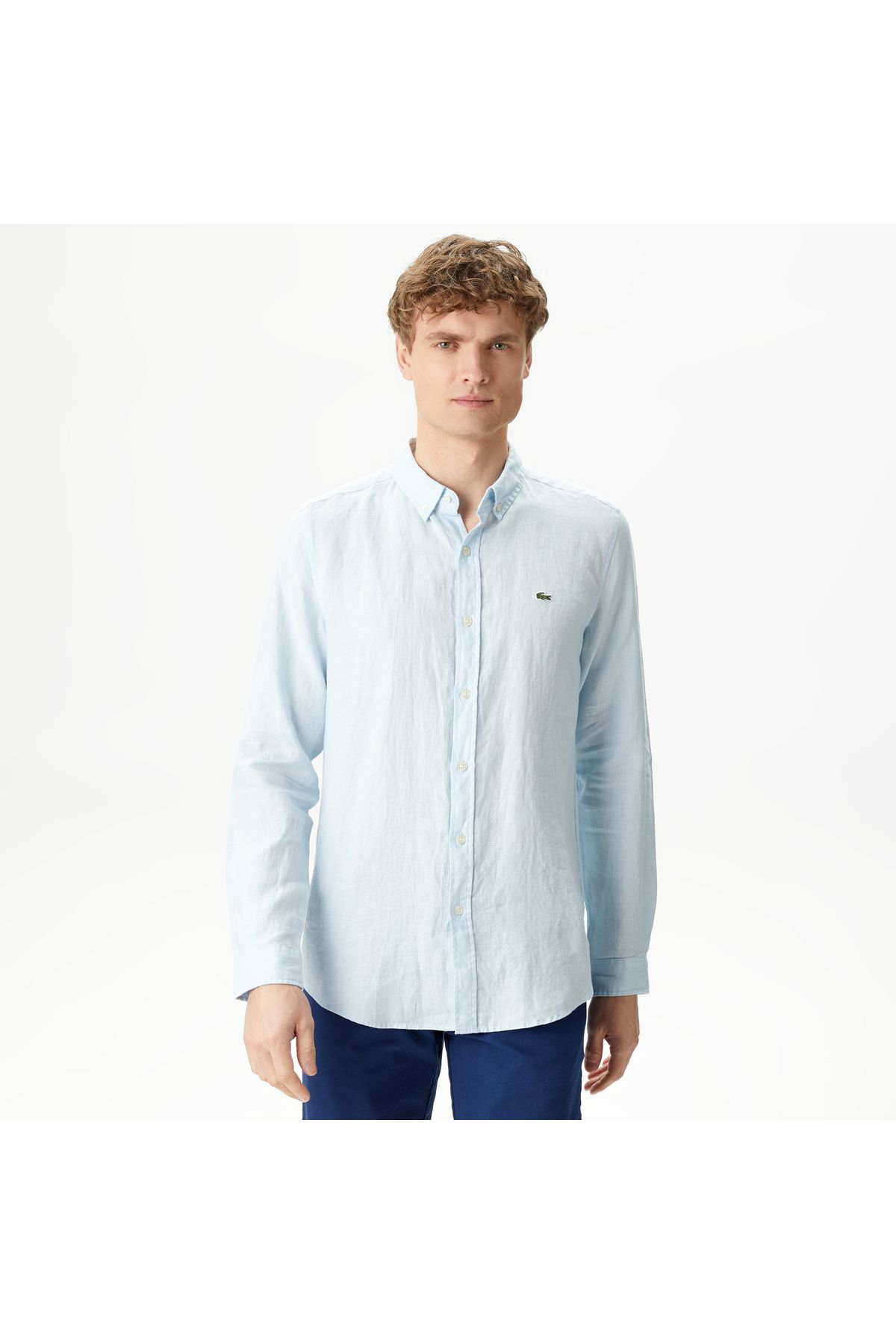 پیراهن / بلوز دکمه دار آبی مردانه اورجینال Lacoste