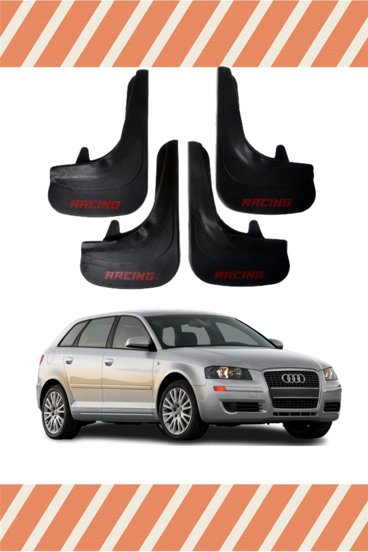 Alpax Audi A3 Racing yazılı 4’lü tozluk çamurluk paçalık premium uyum