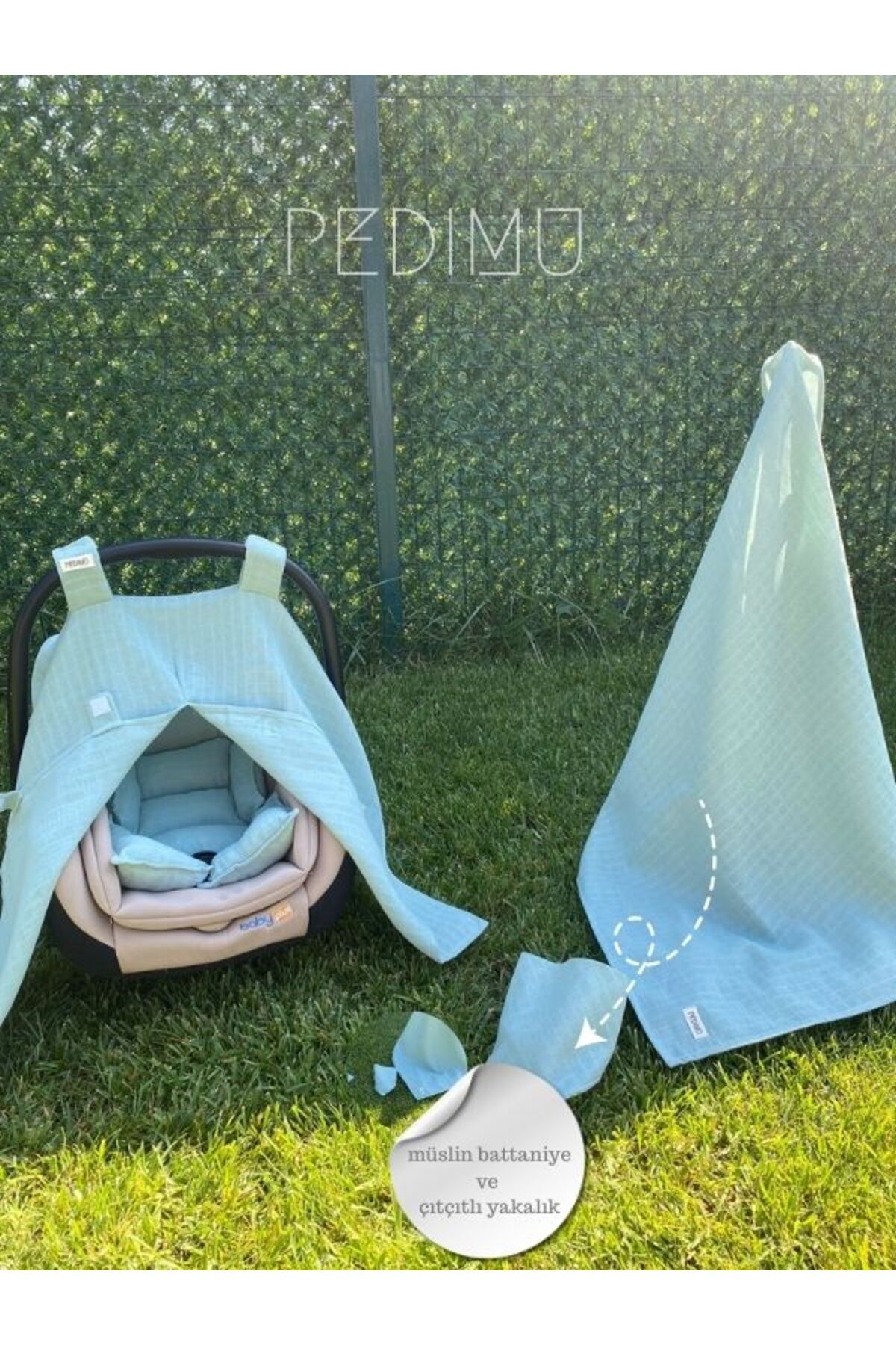 Pedimu-Basic Series - Muslin Stroller Cover, Cushion, Cover and Collar Set of 4 2