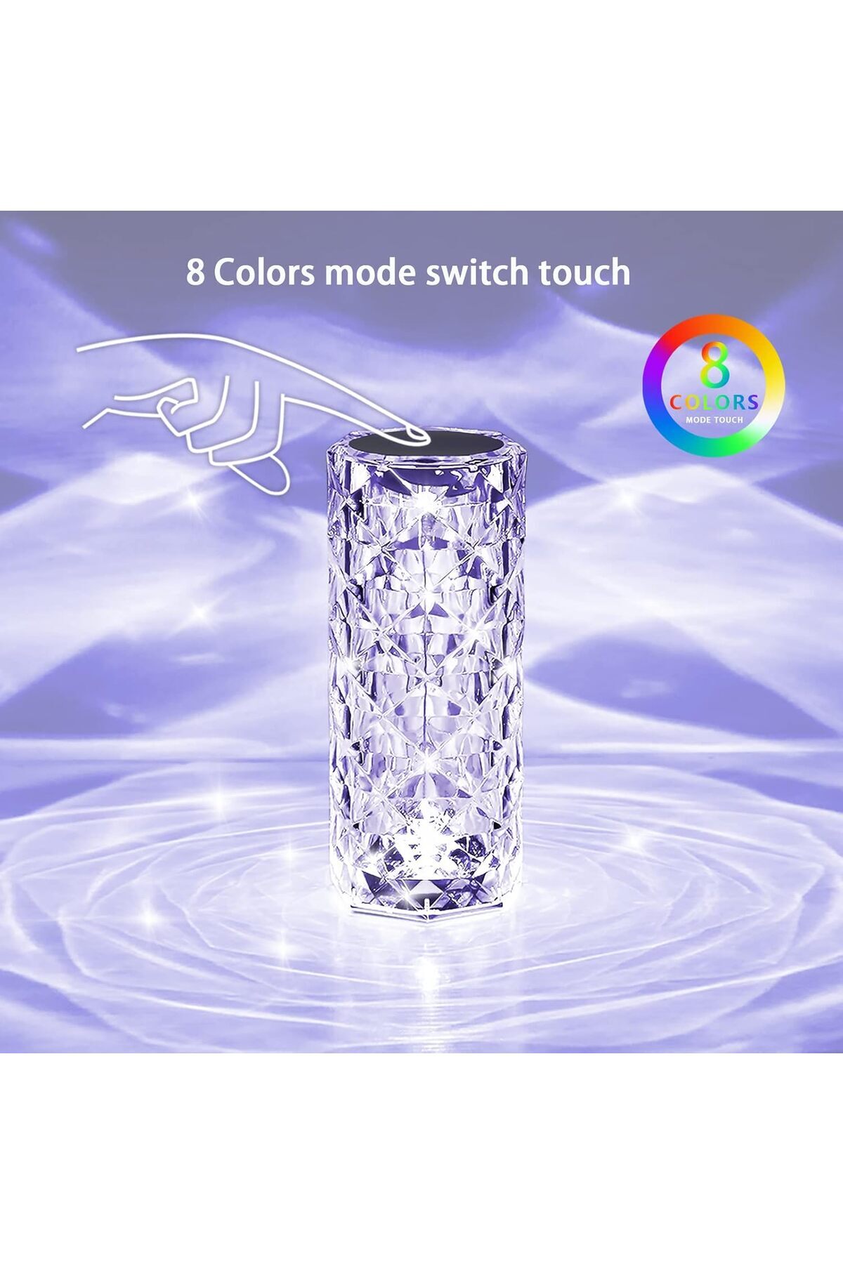 AWH-Crystal Light Lamp, Color Changing Table Lamp with Touch & Remote Control, LED Rose Night Light 4