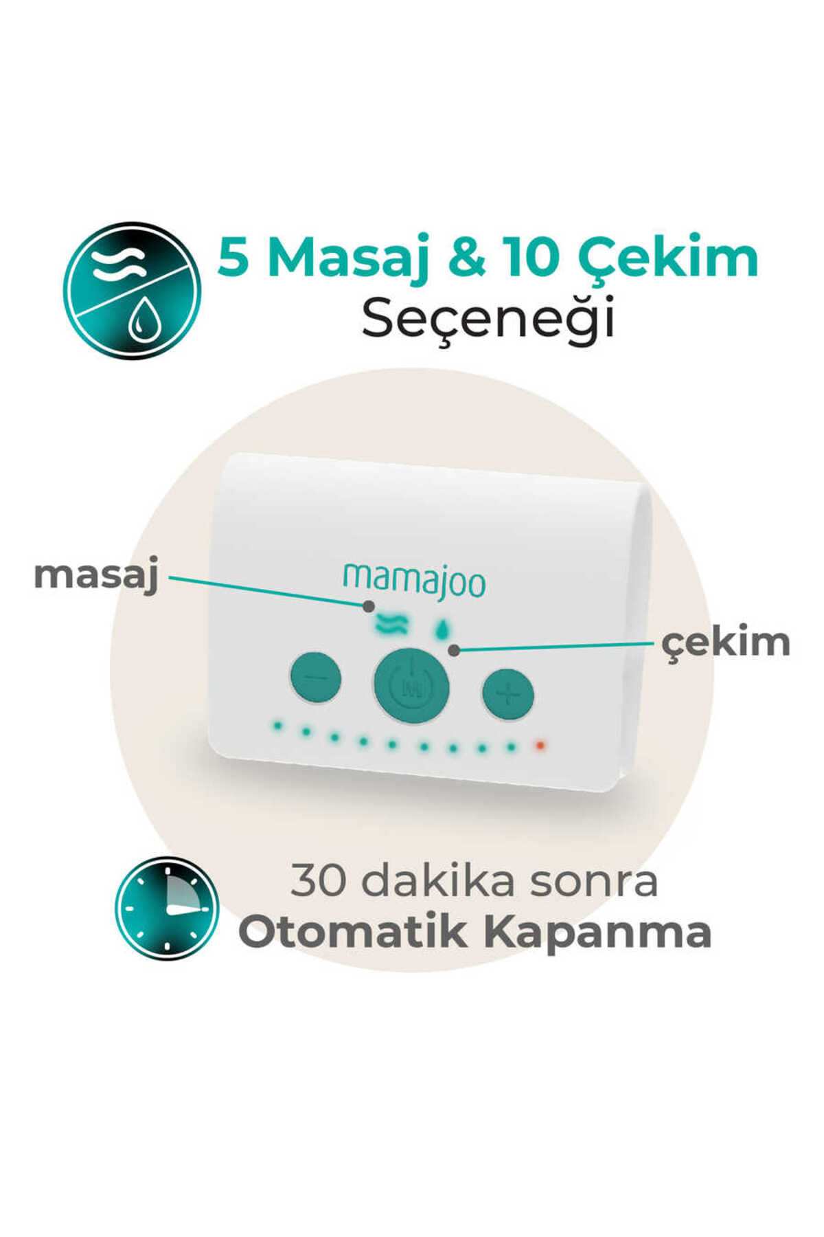 Mamajoo Elektrikli USB Tekli Göğüs Pompası 160 ml | 15 Kademe Ayarı fotoğrafı 4 (önizleme)