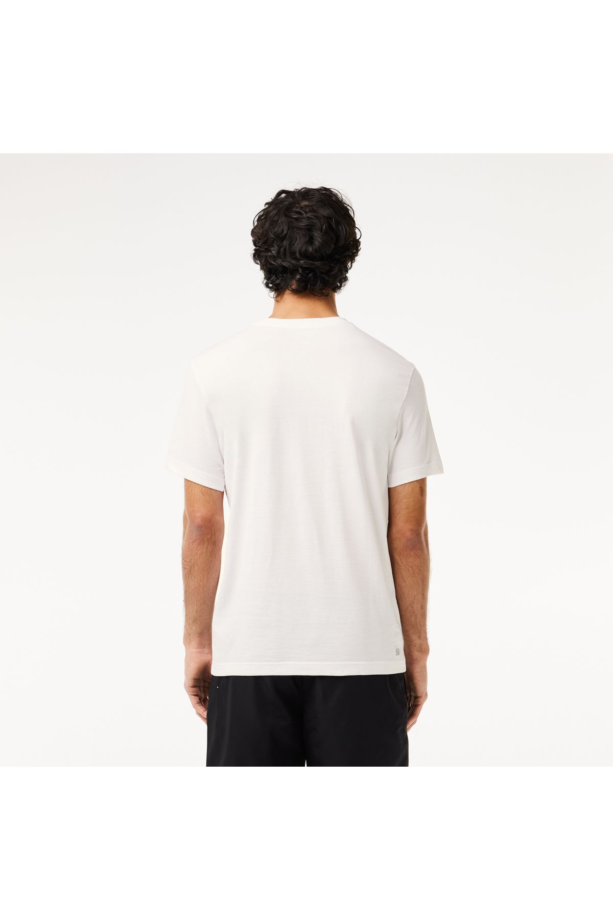 تی شرت سفید مردانه یقه دوچرخه مناسب طرح دار Lacoste