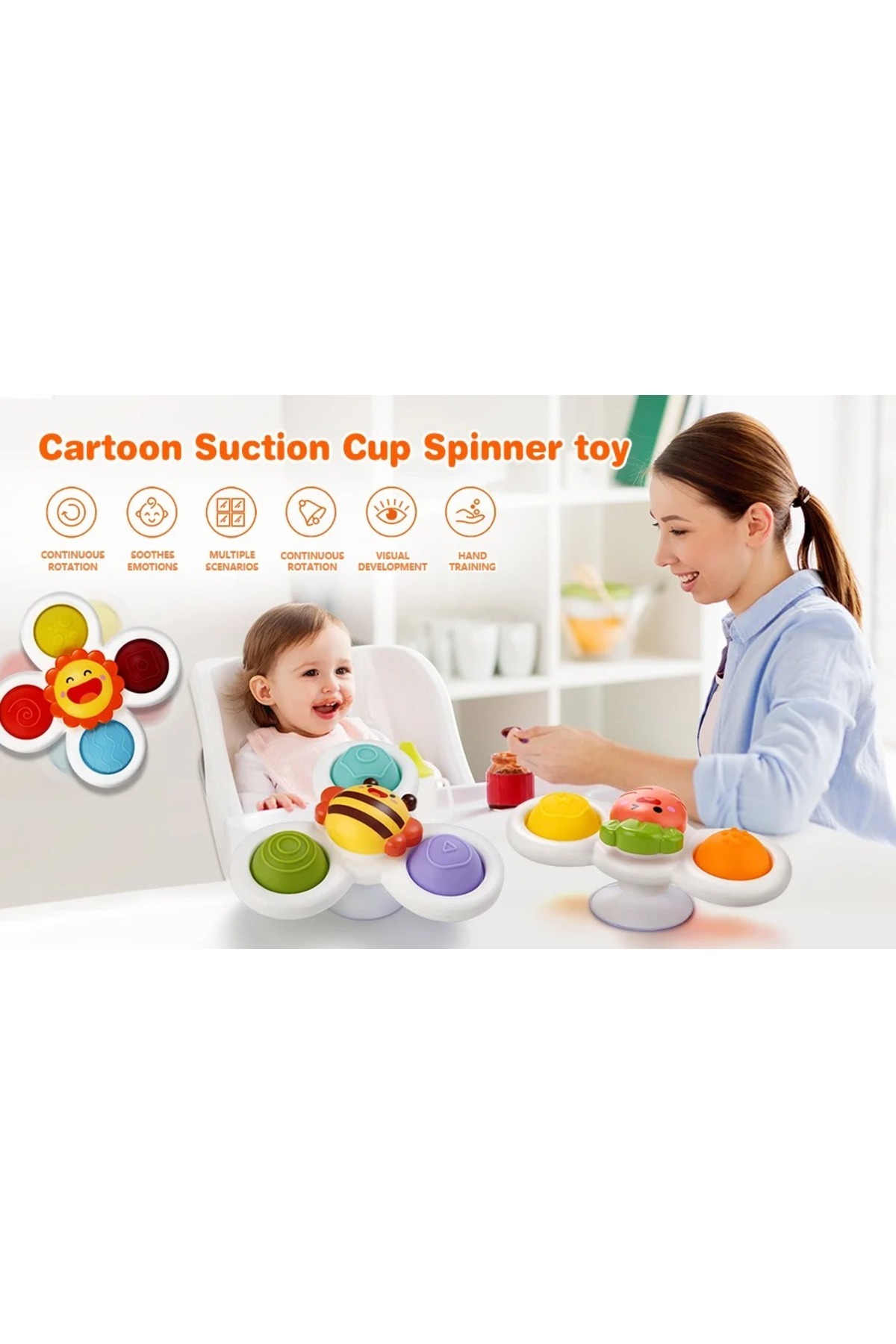 Schulzz 3 Vantuzlu Dönen Banyo Duyusal Oyuncak Set fotoğrafı 4 (önizleme)