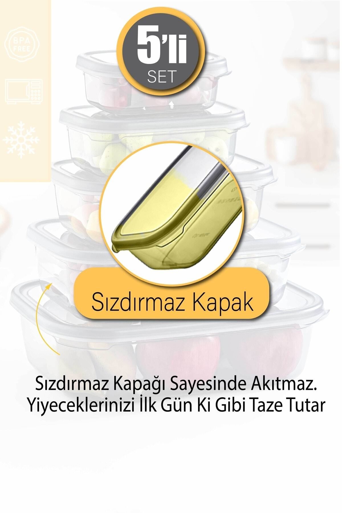 GRİMOR Life-5 Leak Proof Storage Containers - (350 ML 670 ML 1,2 LT 2 LT 3,2 LT) - Deep Freezer and Microwave 4