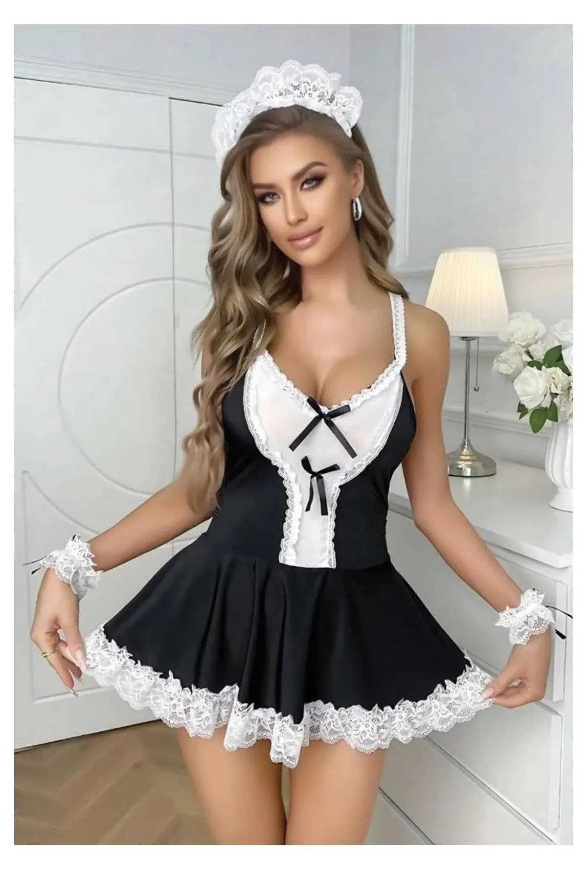SiaLess Lingerie Women's Sexy Fantasy Maid Cleaning Costplay Fancy Dress  Costume Nightgown- Trendyol
