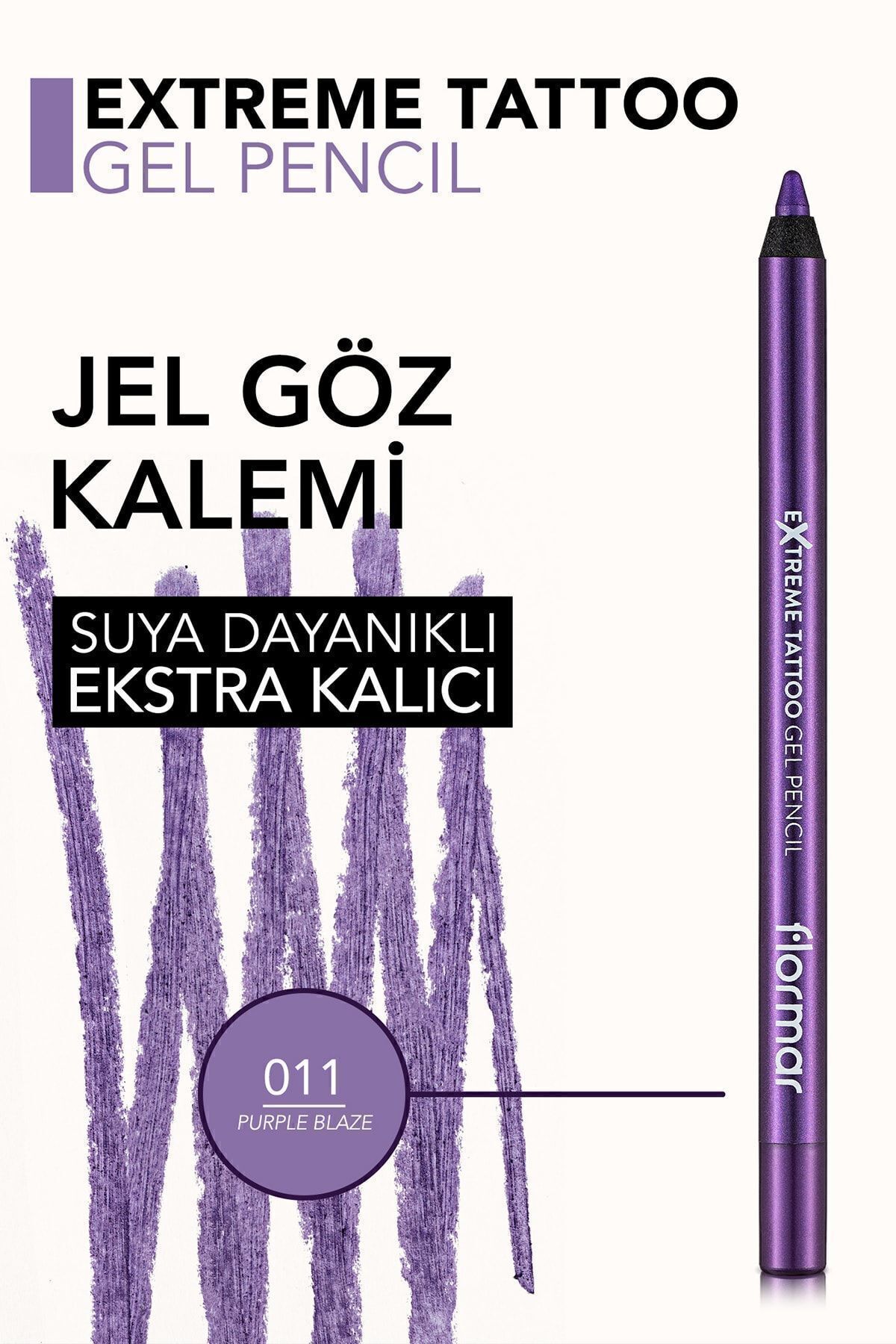 Flormar Işıltılı Kalıcı Göz Kalemi (MOR) - Extreme Tattoo Gel Pencil - 011 Purple Blaze - 8682536041188-5