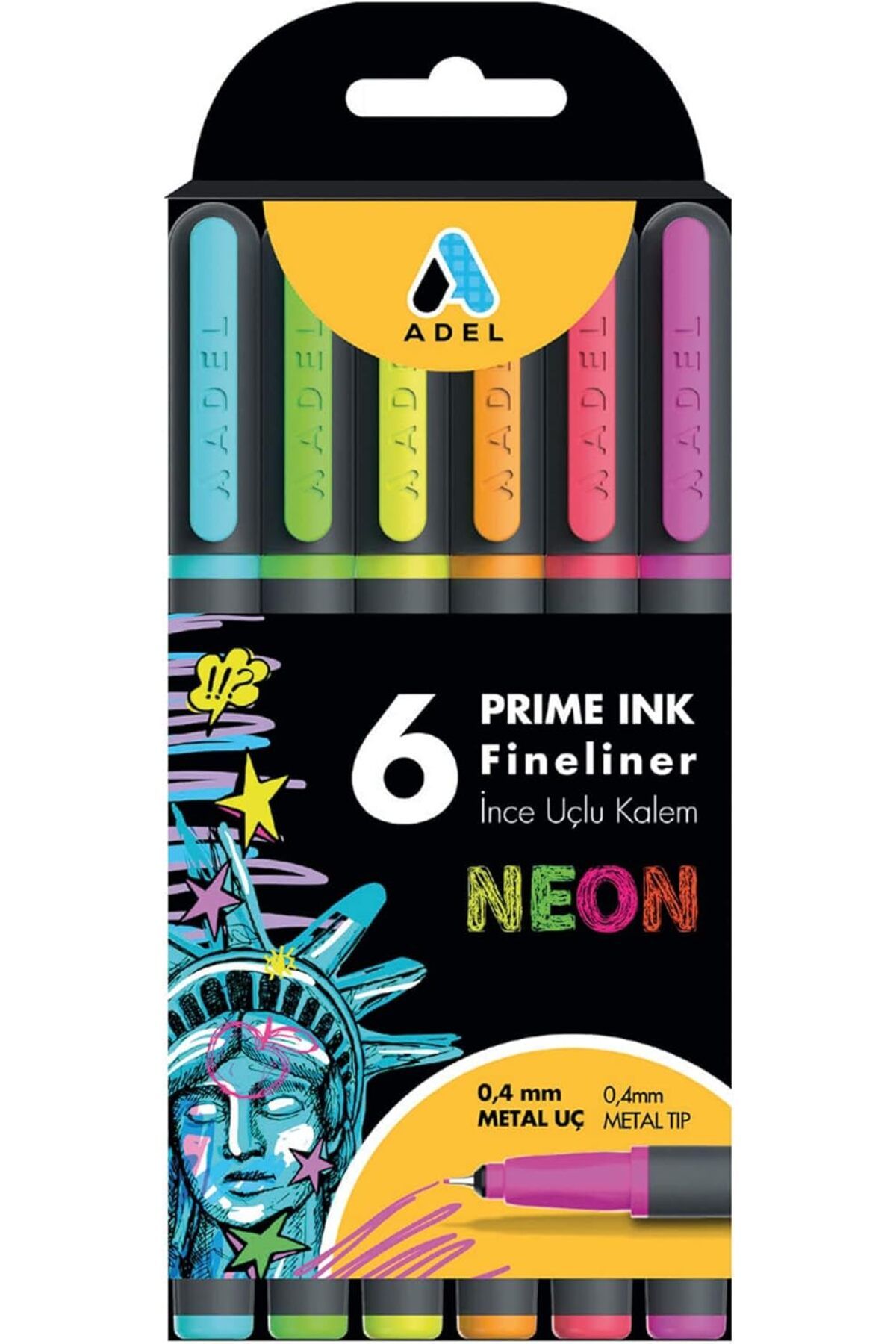 STOREMAX httphop Prime Ink Fineliner 6'lı Neon Klasik İnce Uçlu Kalem NewDesingshop 1092444