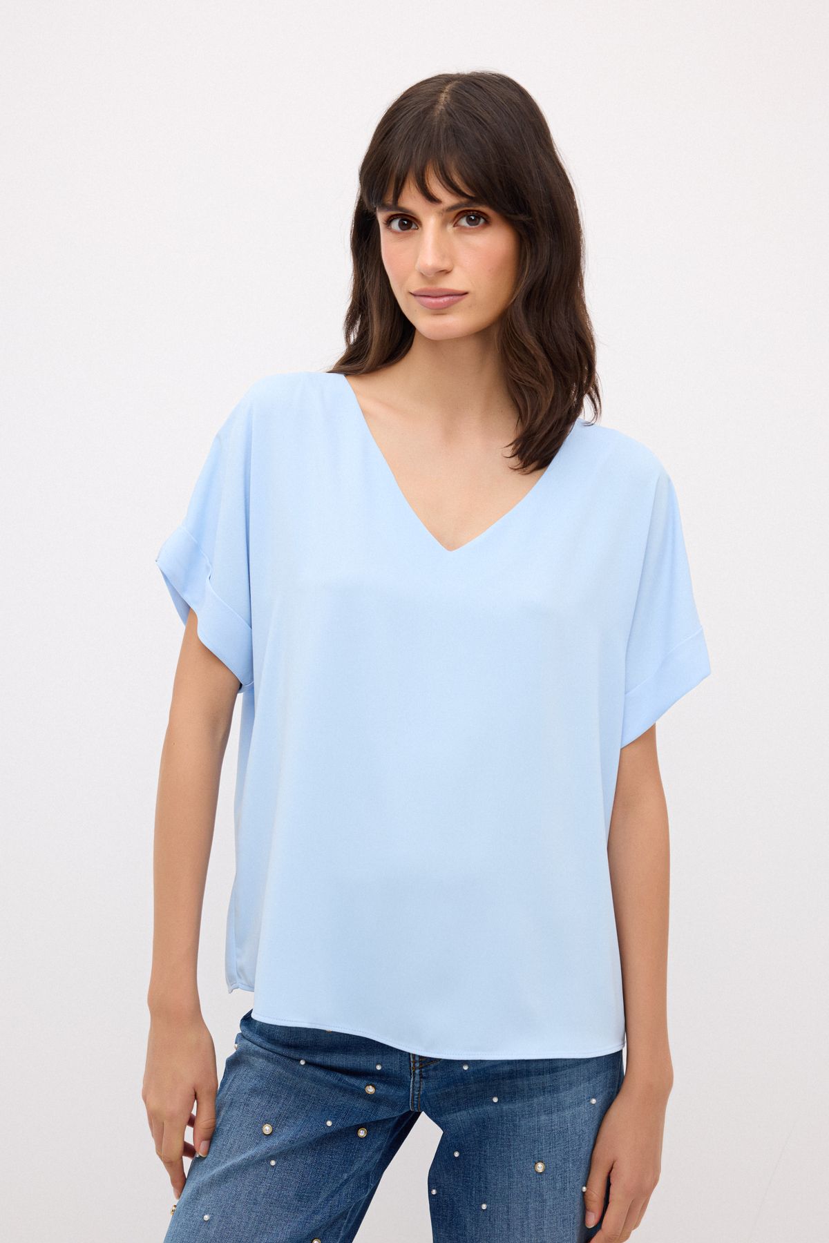 adL-Short Sleeve V-Neck Blouse 1