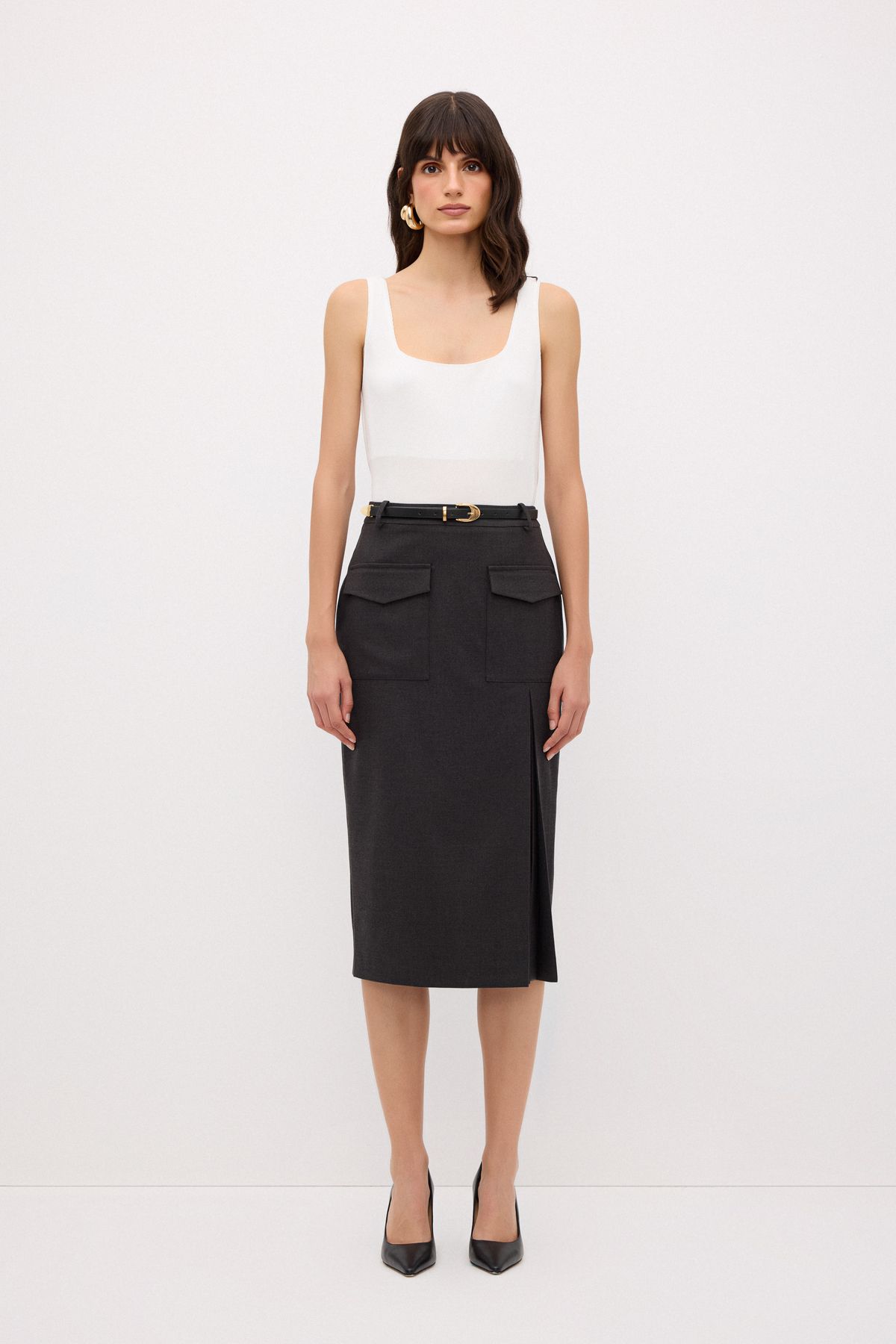 adL-Slit Skirt with Pocket Detail 1