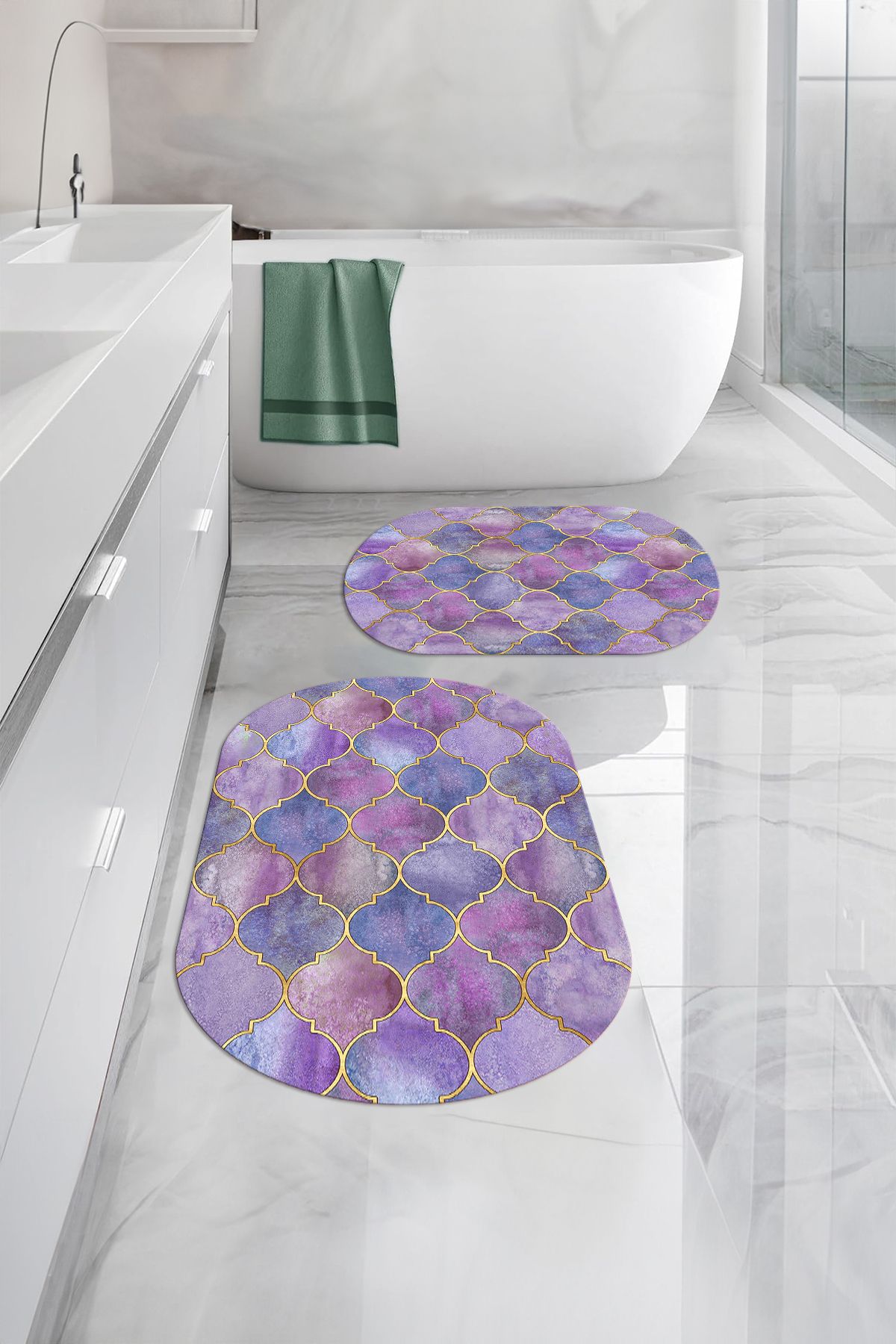Napoli Home-Set de scaun de toaletă pentru baie ovală, lavabil digital, anti-alunecare, cu model, WC-81-COLOR, 2