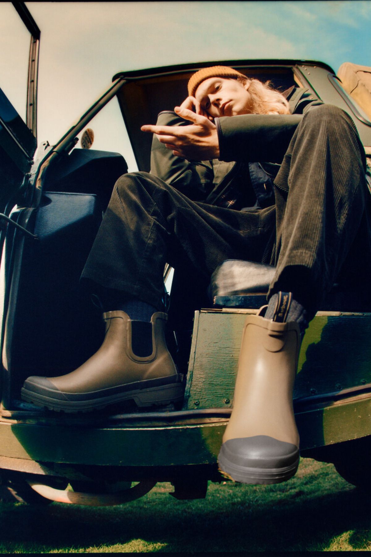 چکمه چند رنگ مردانه RAIN BOOT SN92 اورجینال Barbour