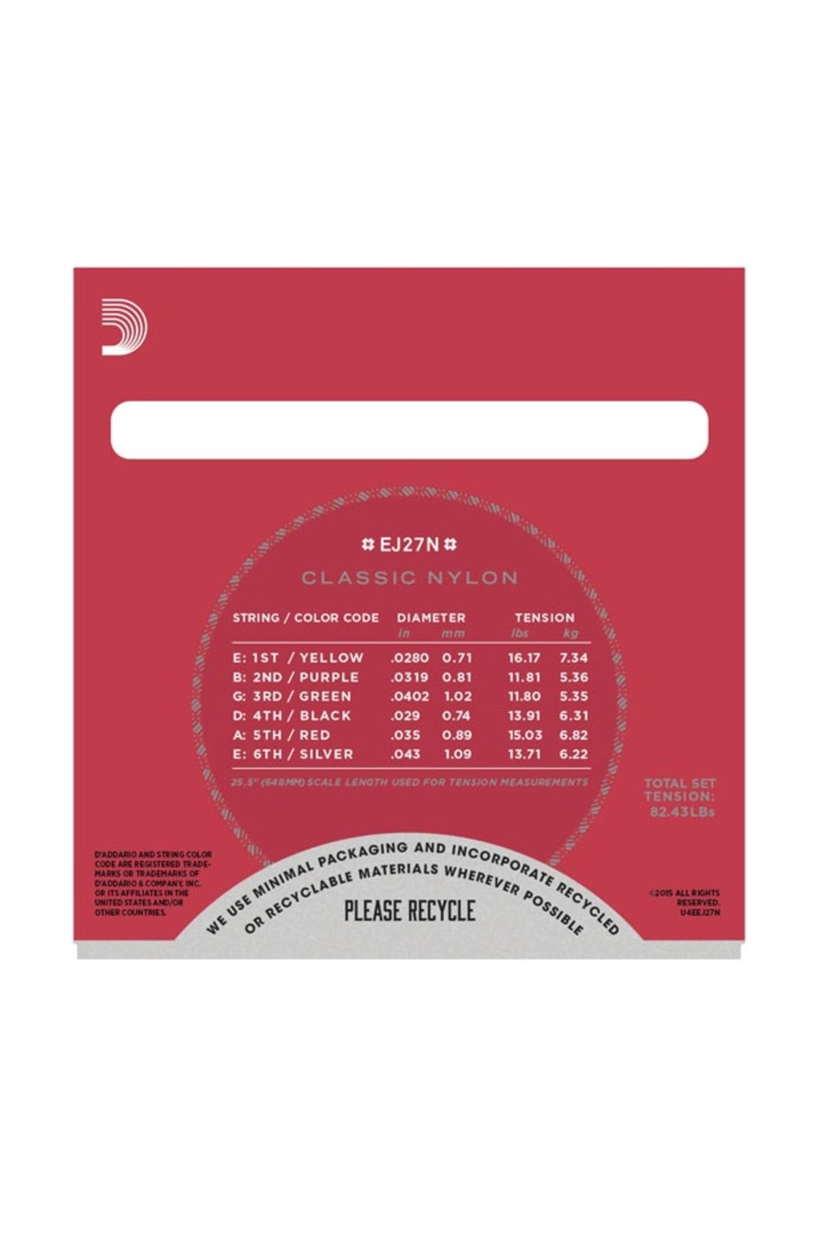 Daddario-Ej27n Classic Guitar String Set - 4/4 Silverplated Wound, C D'addario, Nylon Material, Student Model 3