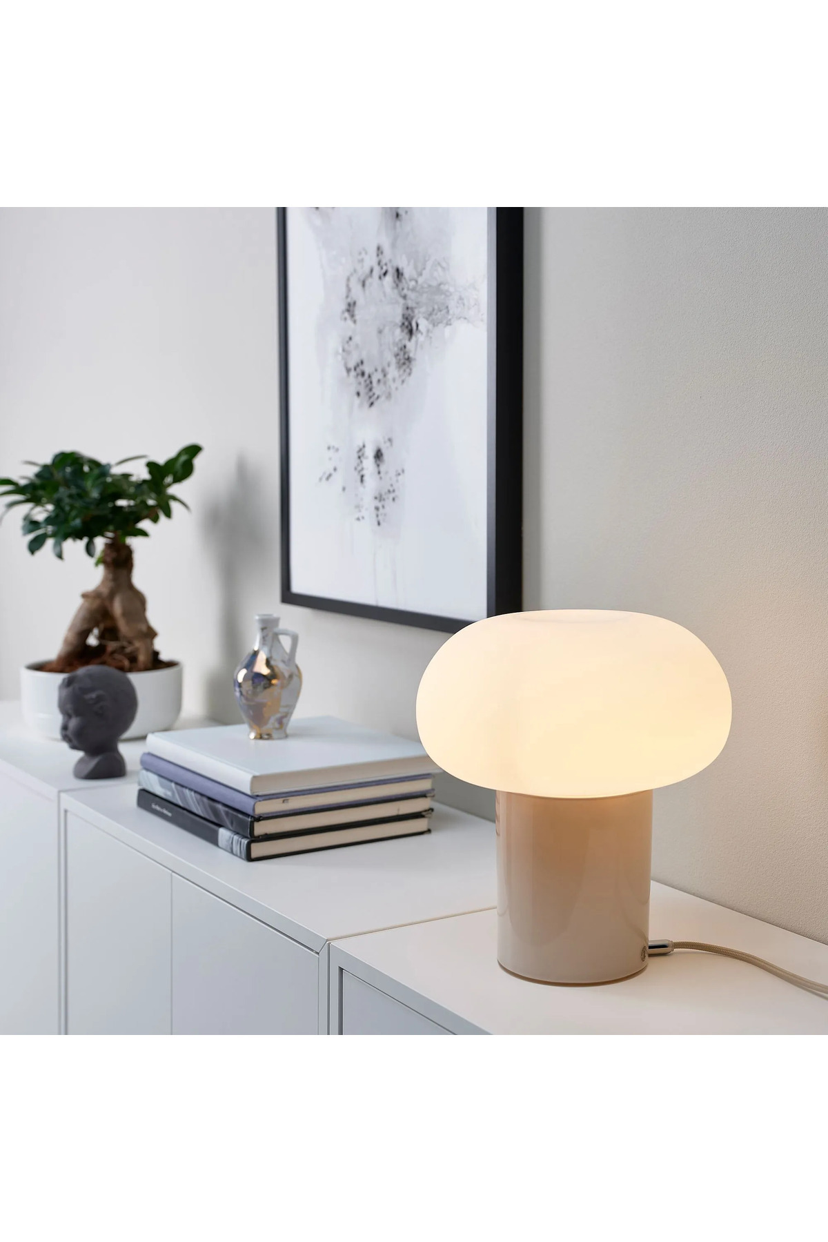 IKEA Vejsa Lampshade Mushroom Lampshade Beige White Glass 28 cm