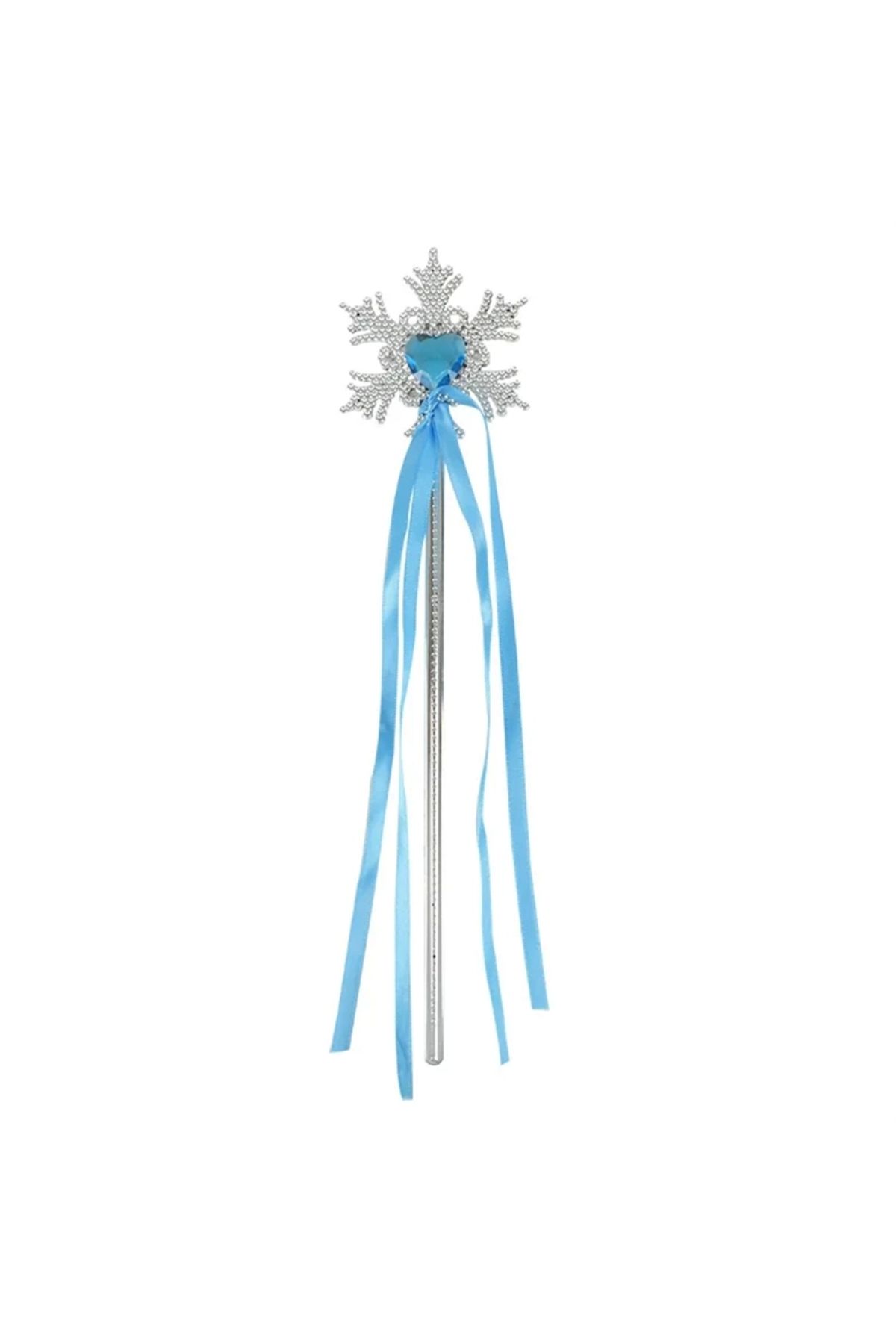 Finetoo Çocuk KarTaneliMaviKalpTaşlıSatenKurdeleliKarlarÜlkesiElsaAsasıSopası34cm
