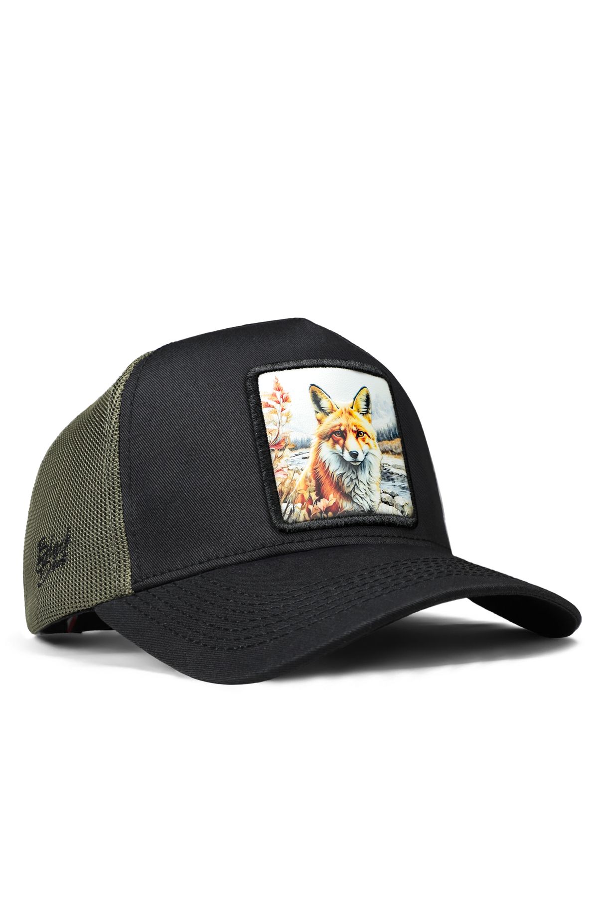 BlackBörk-V1 Trucker Fox 3Bs Unisex Black-Khaki Hat 1