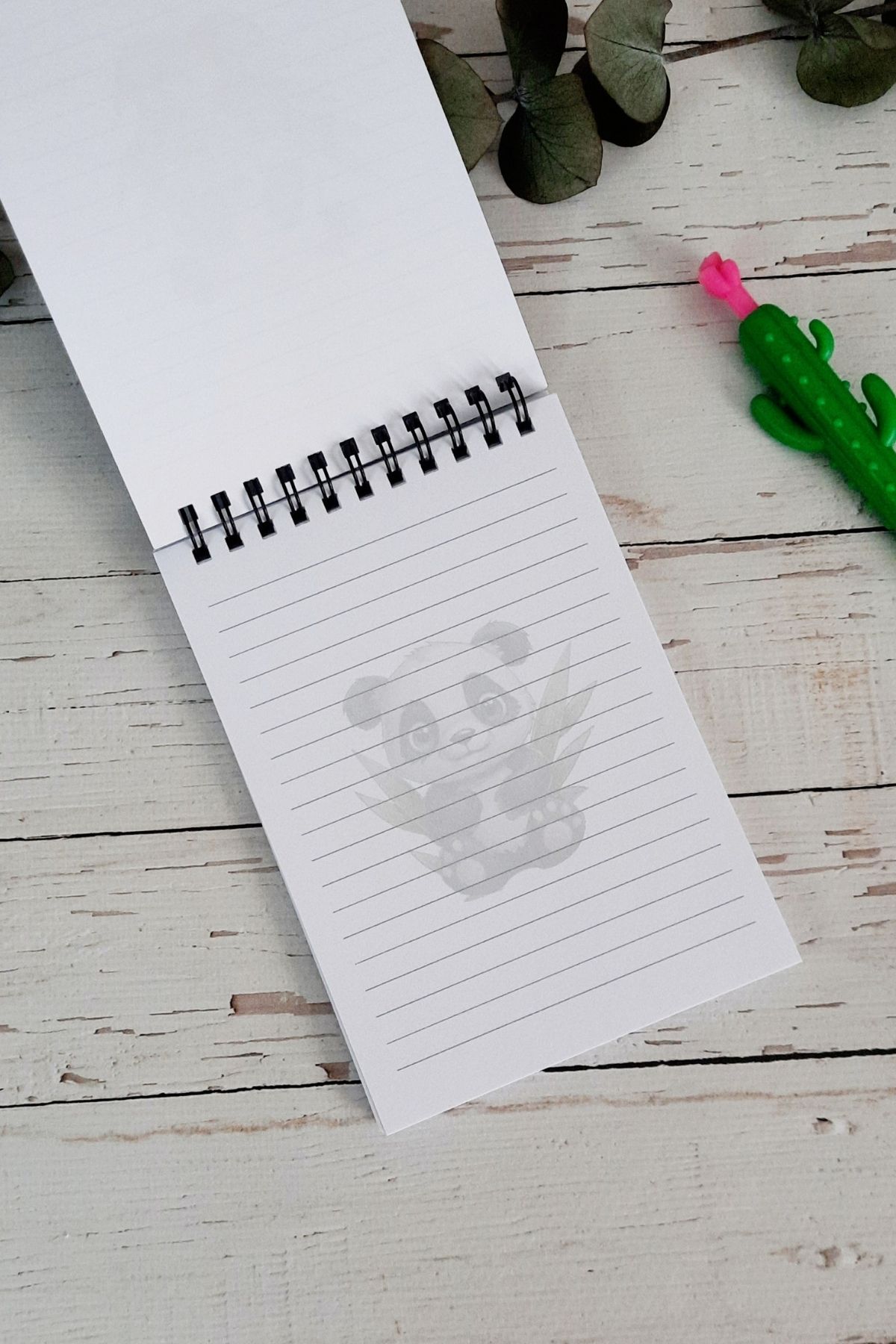 Burak Baskı Tasarım-Panda Patterned A-6 Wire Spiraled Lined Notepad - Memo Pad, Memo Pad 2