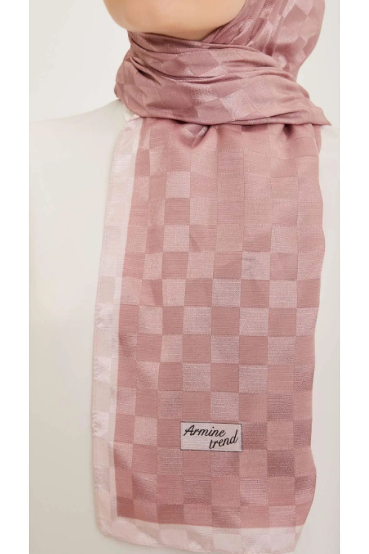 Armine-Trend B.Janjan Shawl 50 - Pink Checkerboard Pattern 2