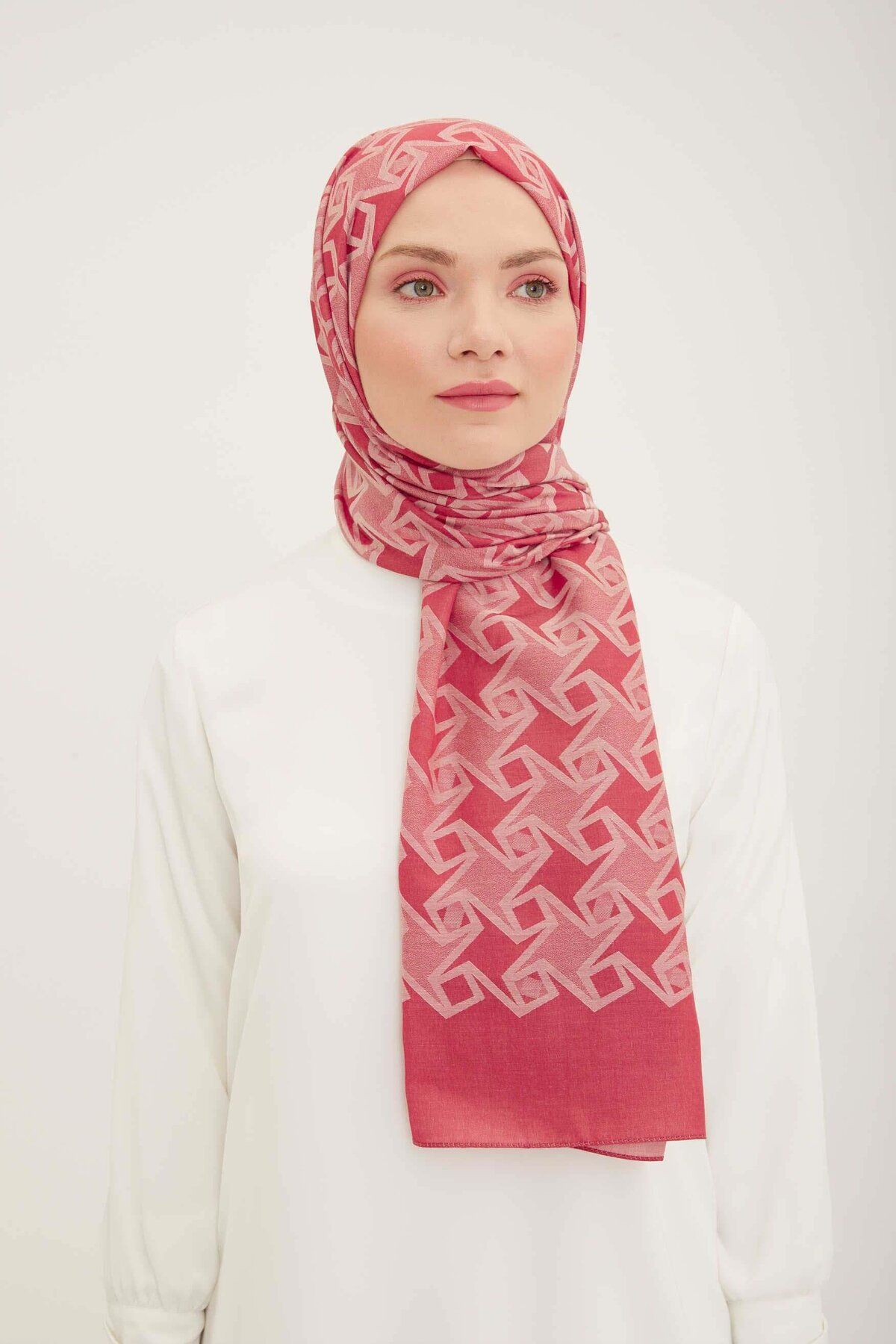 Armine-Trend Acacia Shawl Pink Patterned 4-22031 1