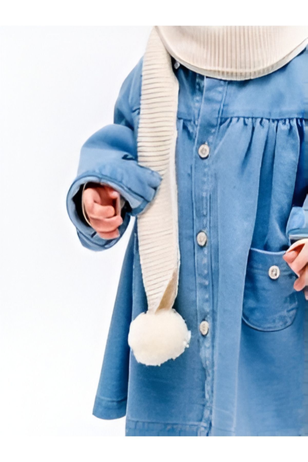 Noy Noy Kız Bebek 3'lü Takım- Triko Yaka Detaylı Body, Jile Elbise , Ponponlu Kaşkol fotoğrafı 5 (önizleme)