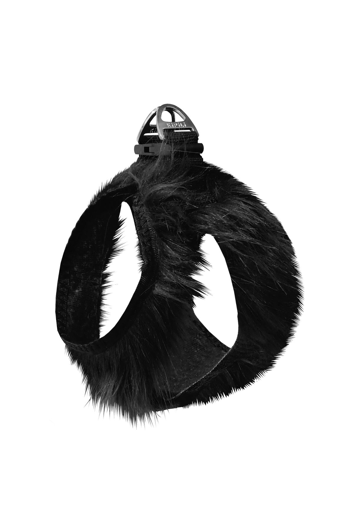Angoravi Üç Kilitli Peluş Kedi Köpek Göğüs Tasması 24-28 cm XX-Small Siyah