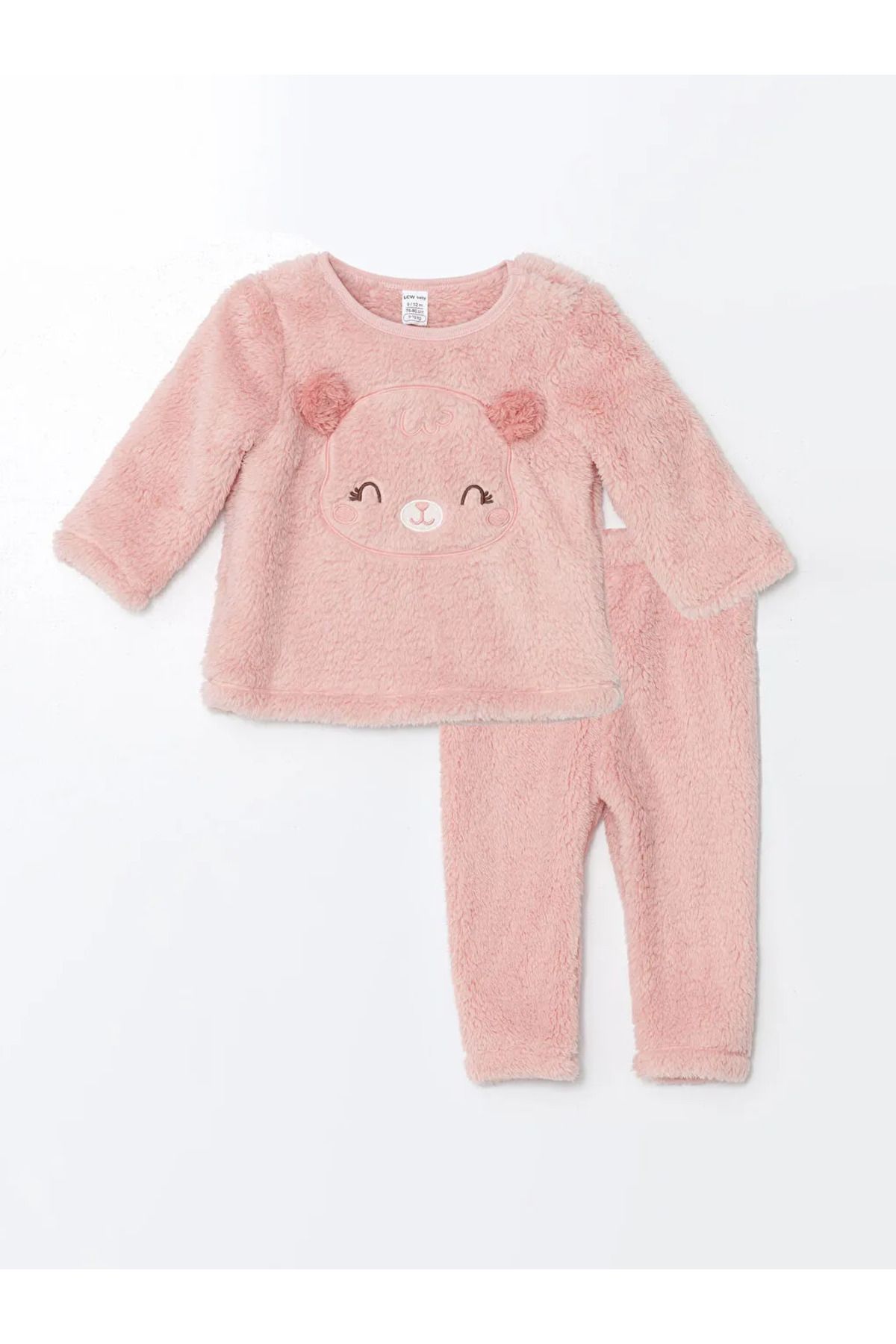 LC Waikiki Rosafarbenes, Langärmliges, Besticktes Plüsch-pyjama-set Für Babys für Baby - 4–5 Jahre