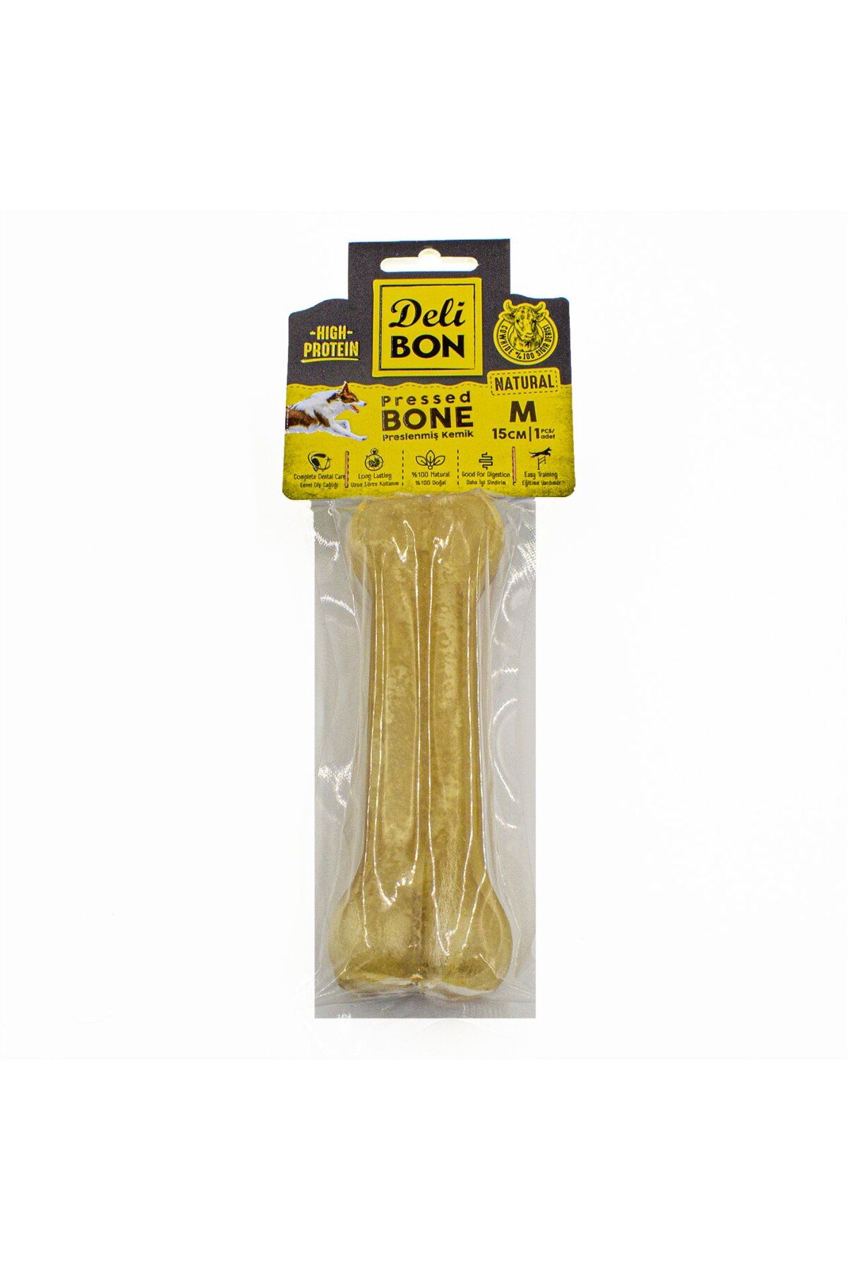 FAYMEM GLOBAL Deri Köpek Çiğneti Pres Kemik 1x15cm Natural