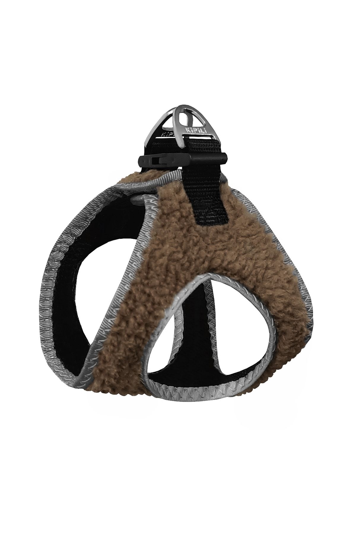 Angoravi Üç Kilitli Kürklü Kedi Köpek Göğüs Tasması 20-24 cm XXX-Small Taba