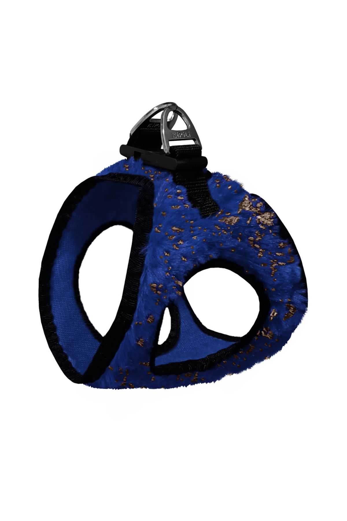 Angoravi Üç Kilitli Simli Peluş Kedi Köpek Göğüs Tasması 20-24 cm XXX-Small Lacivert