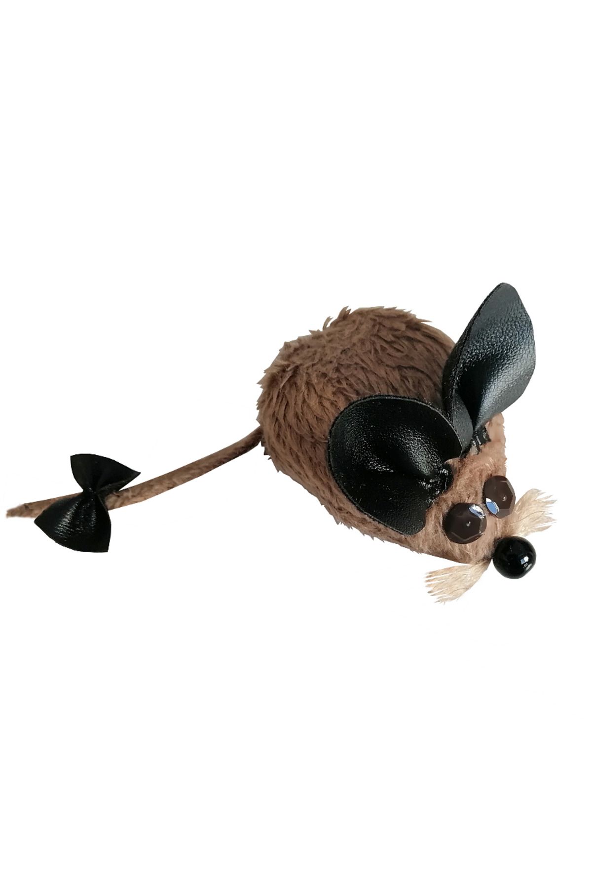 BilfolD Kedi Oyuncağı Bıyıklı Peluş Fare 4,5 x 6-15 cm Taba