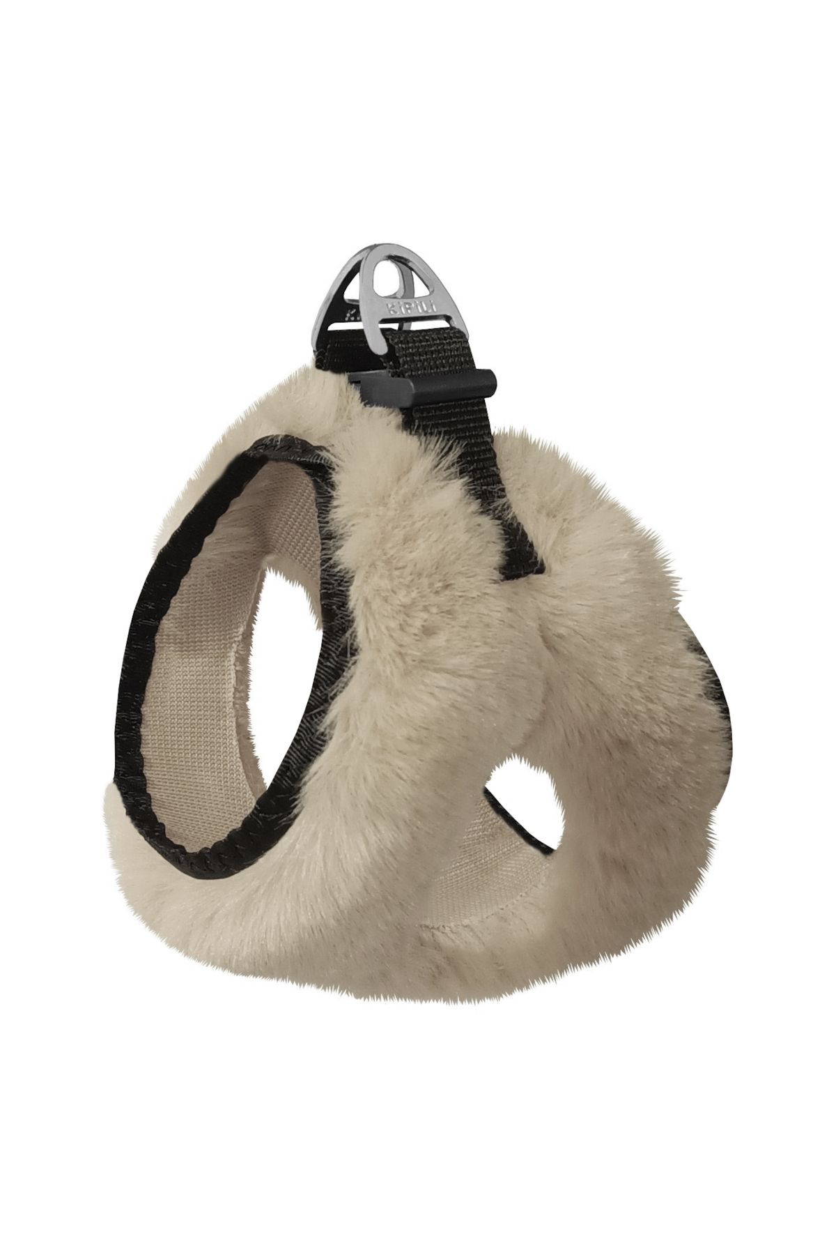Angoravi Üç Kilitli Peluş Kedi Köpek Göğüs Tasması 28-34 cm X-Small Krem
