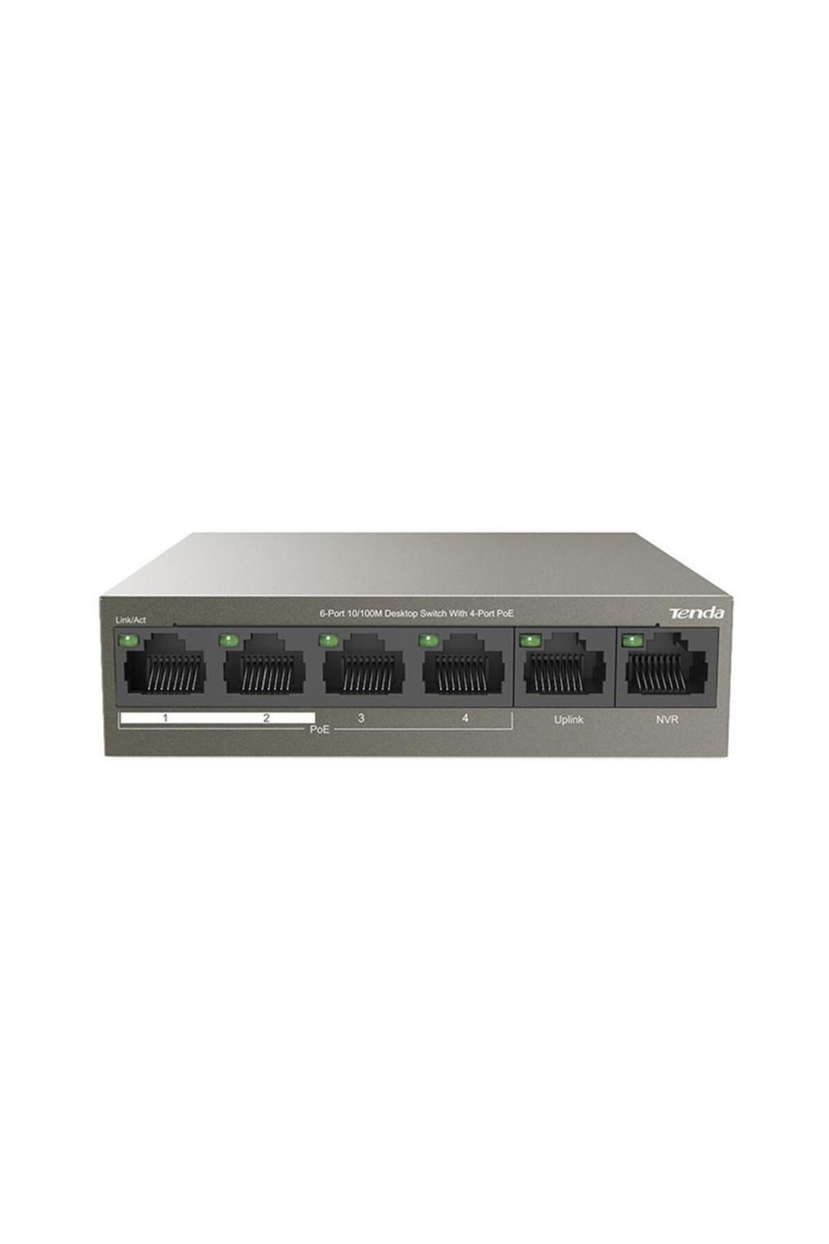 Tenda Tef1106p 6 Port 4 Port Poe 10-100 2 Port Uplink Switch Çelik Kasa Rack Mount