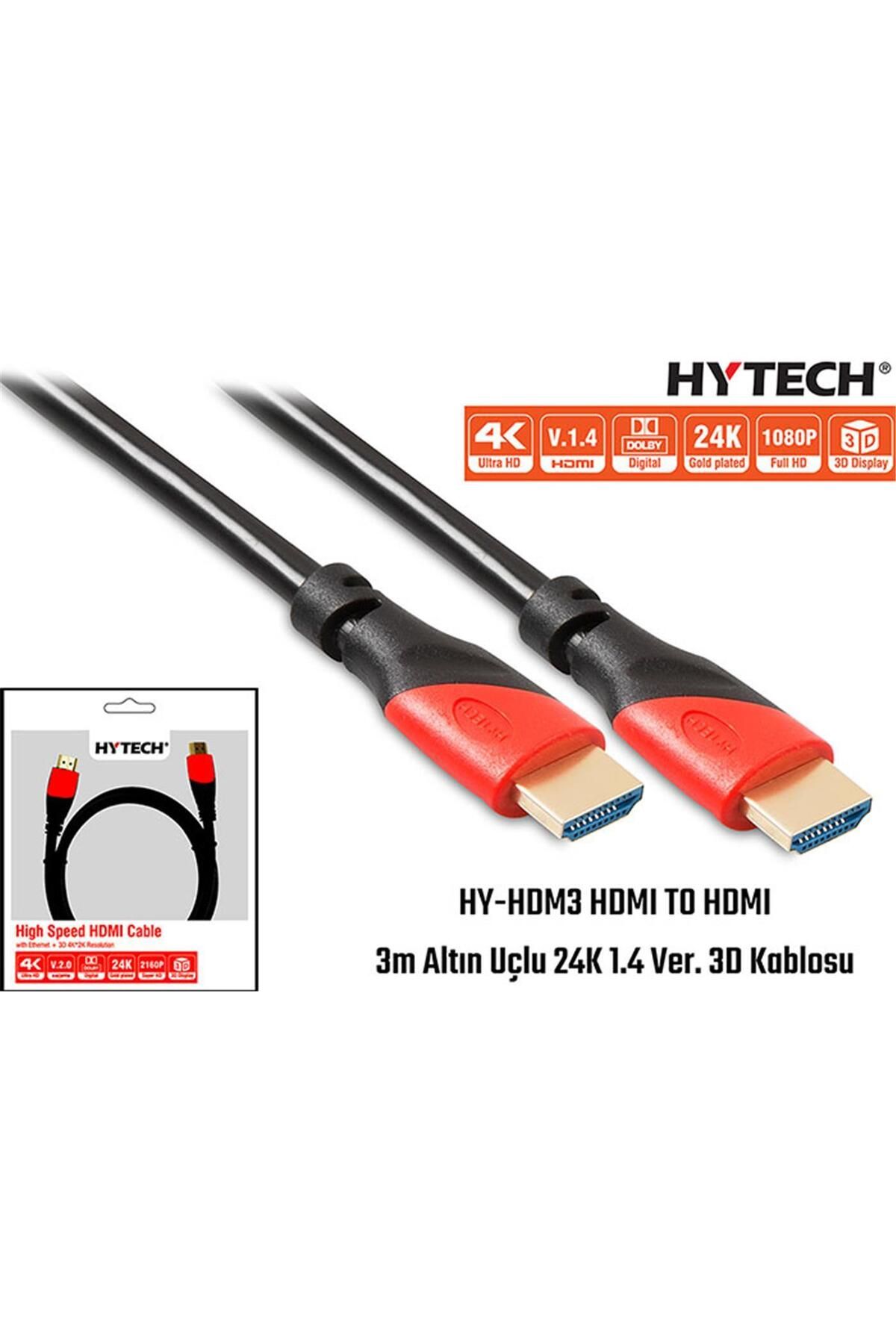 Hytech Hy-hdm3 Hdmi To Hdmi 3m Altın Uçlu 24k 1.4