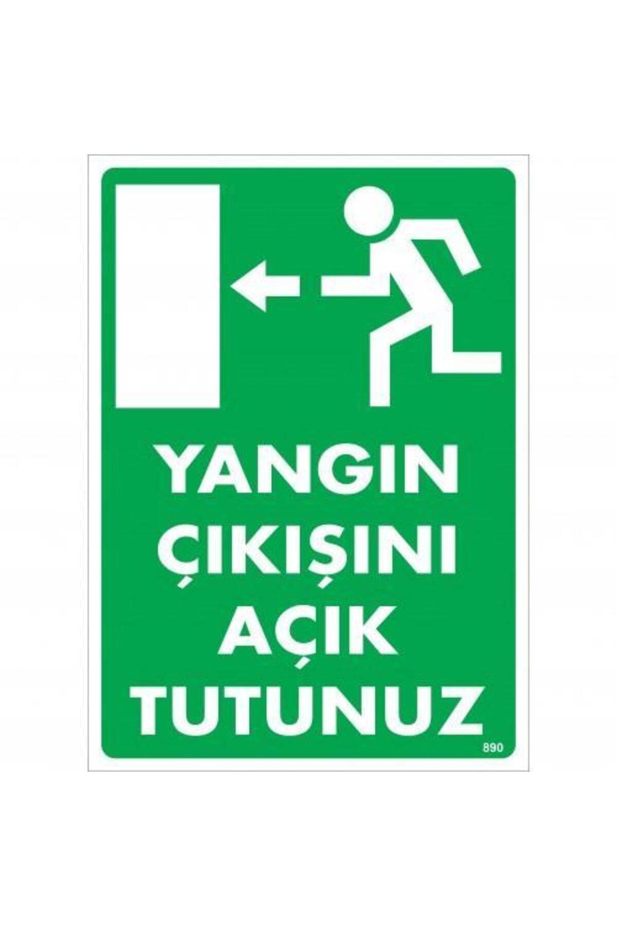 NLB TİCARET Yangın Çıkışını Açık Tutunuz Sol Uyarı Levhası 25x35 KOD:890