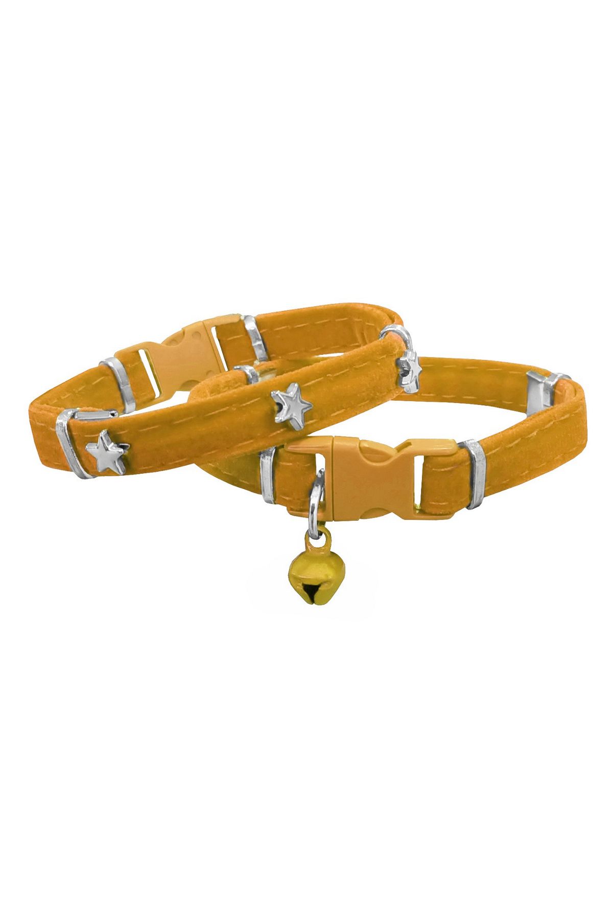 OEM Kadife Kedi Boyun Tasması Yıldızlı 20-32 cm Sarı