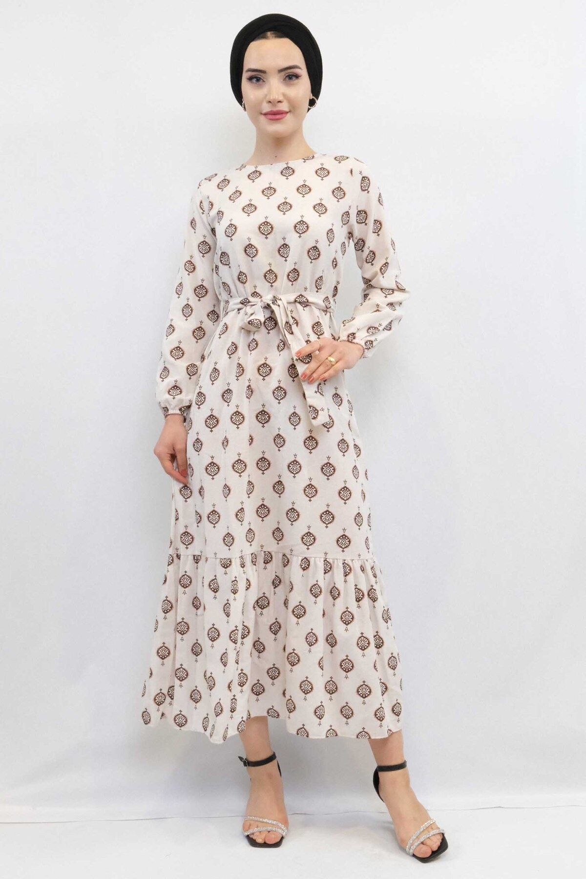 COXO Fashion`S Moda Çizgi Authentic Pattern Dress