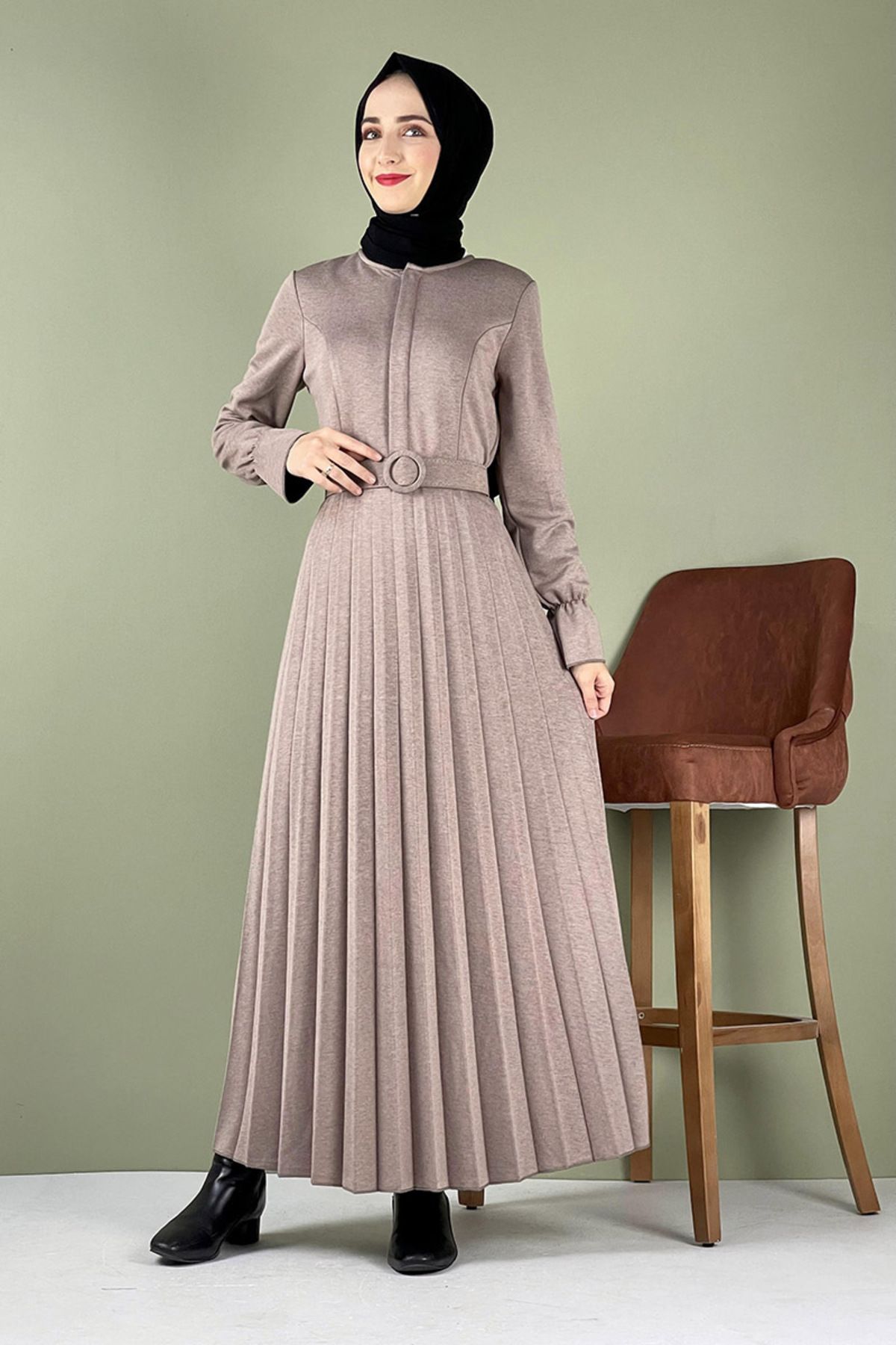 COXO Fashion`S Moda Çizgi Hijab Dress