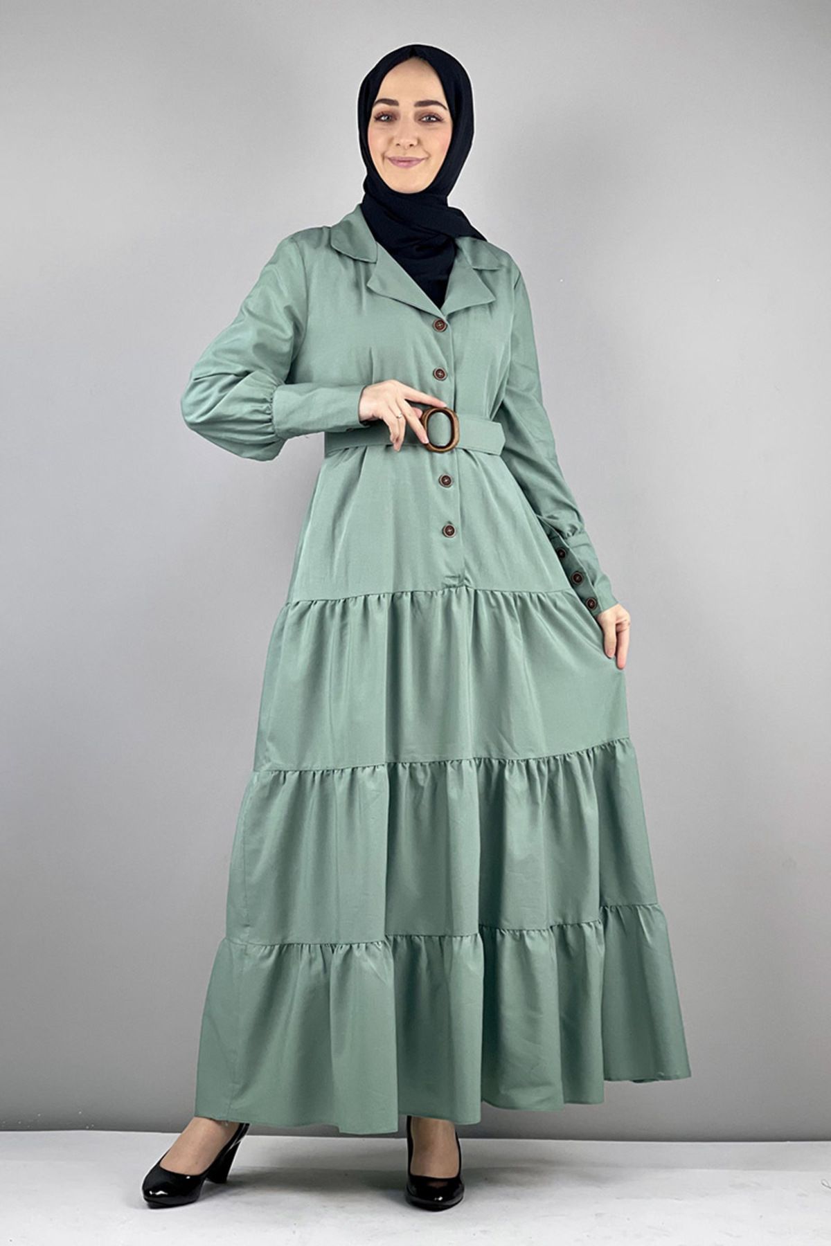 COXO Fashion`S Moda Çizgi Hijab Dress