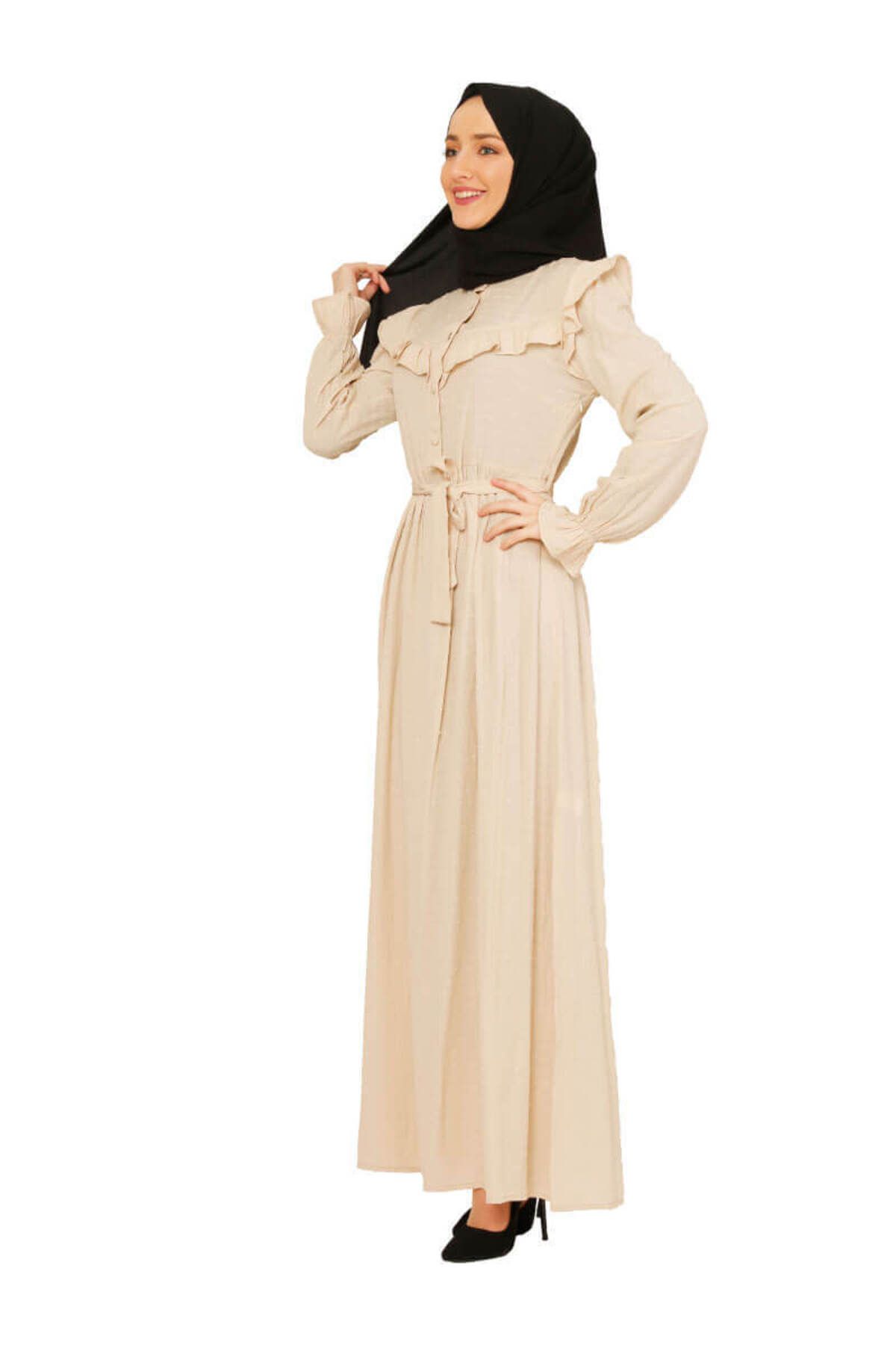 COXO Fashion`S Moda Çizgi Hijab Dress