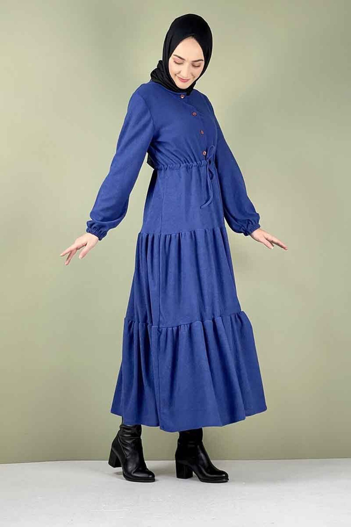 COXO Fashion`S Moda Çizgi Hijab Dress