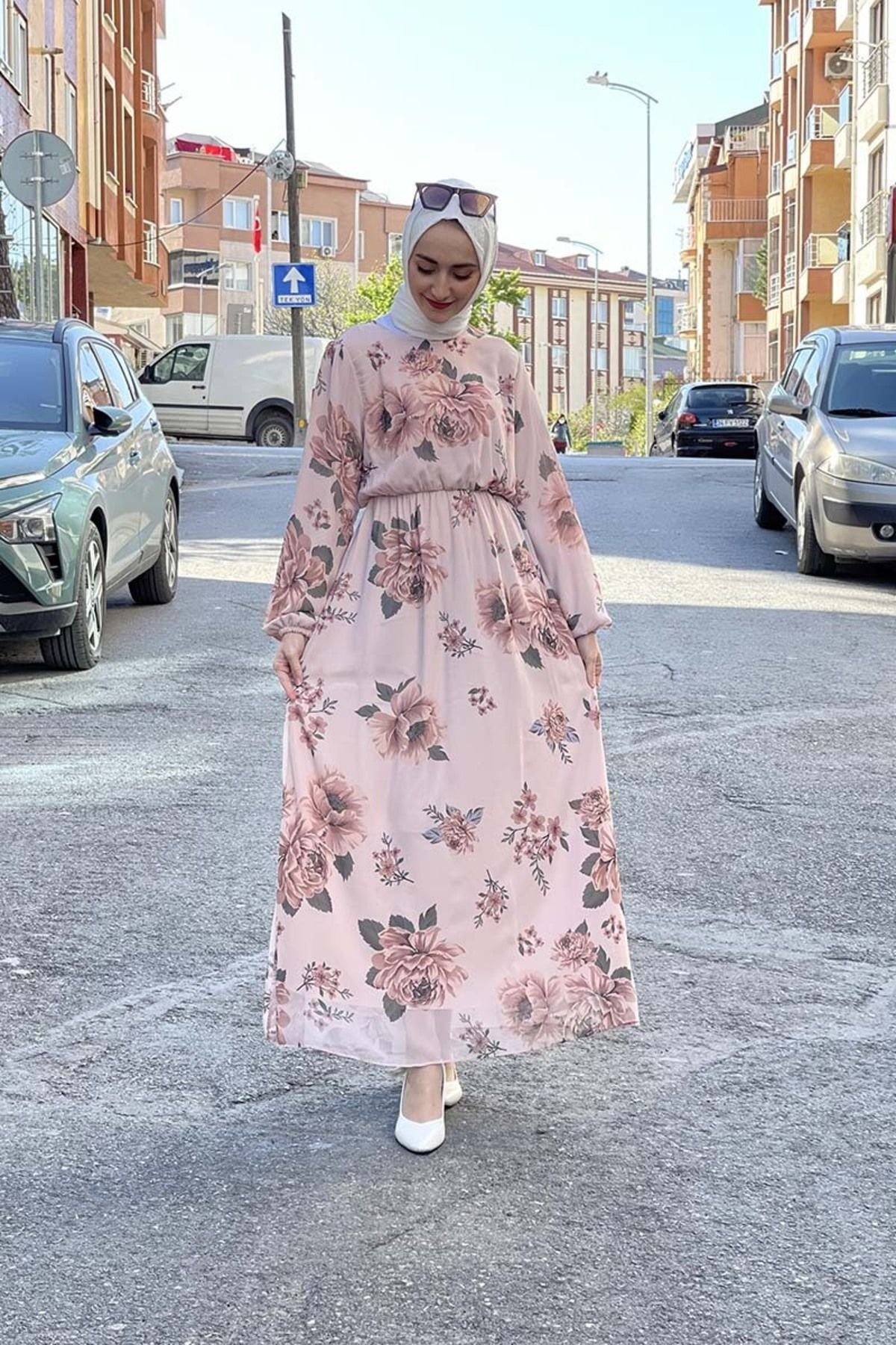 COXO Fashion`S Moda Çizgi Hijab Dress