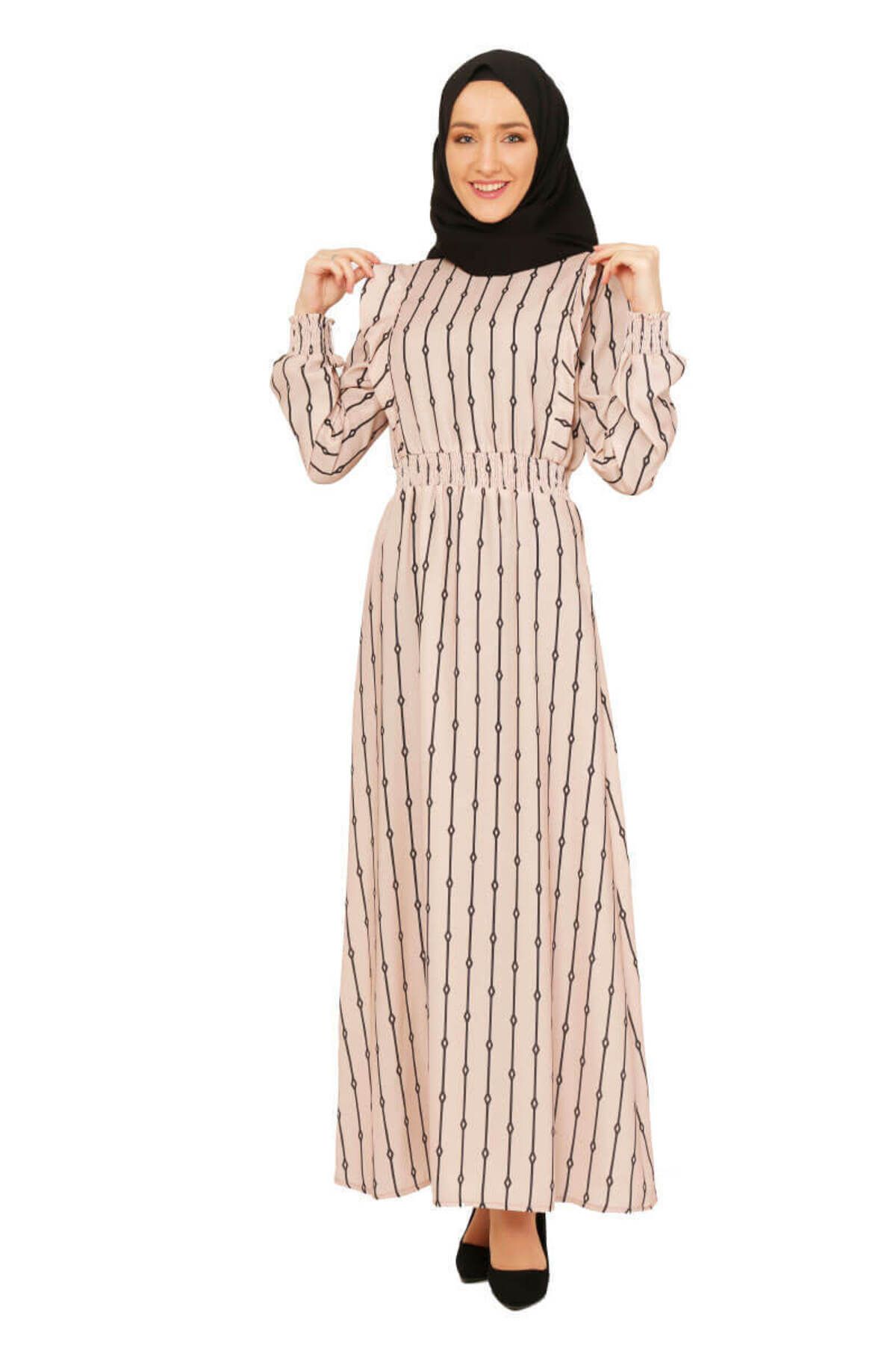 COXO Fashion`S Moda Çizgi Hijab Dress
