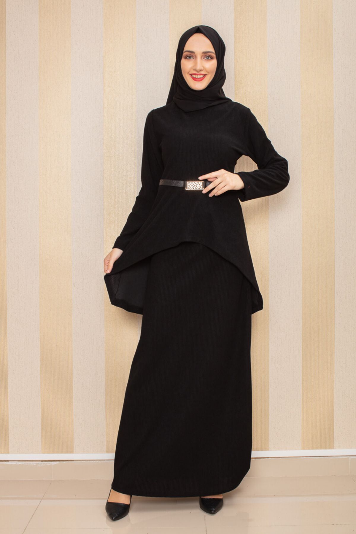 COXO Fashion`S Moda Çizgi Hijab Suit