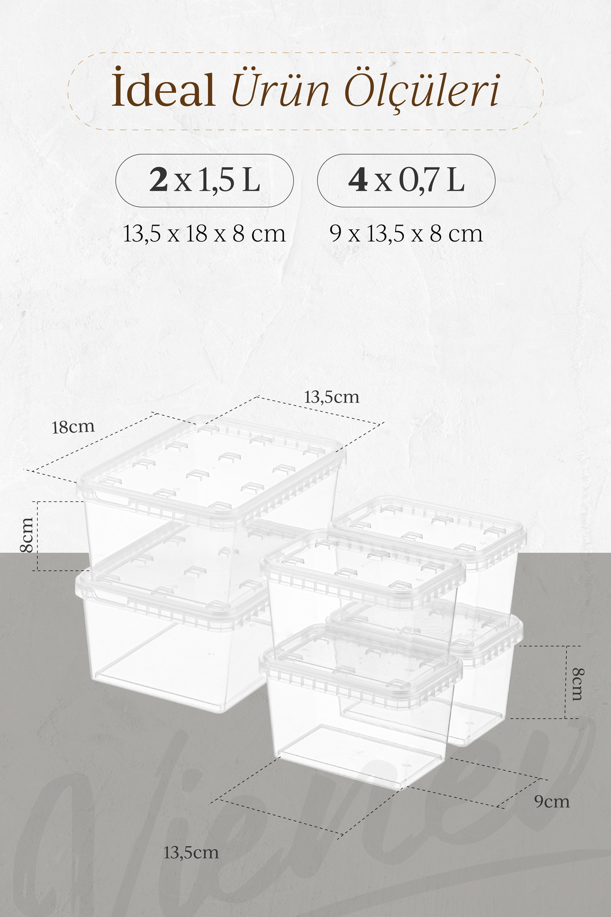 Vienev-Clear Storage Container - 6-Piece, 2X(1.5 Lt)-4X(0.7 Lt) Block, Refrigerator and Deep Freezer, Leak-Proof 5