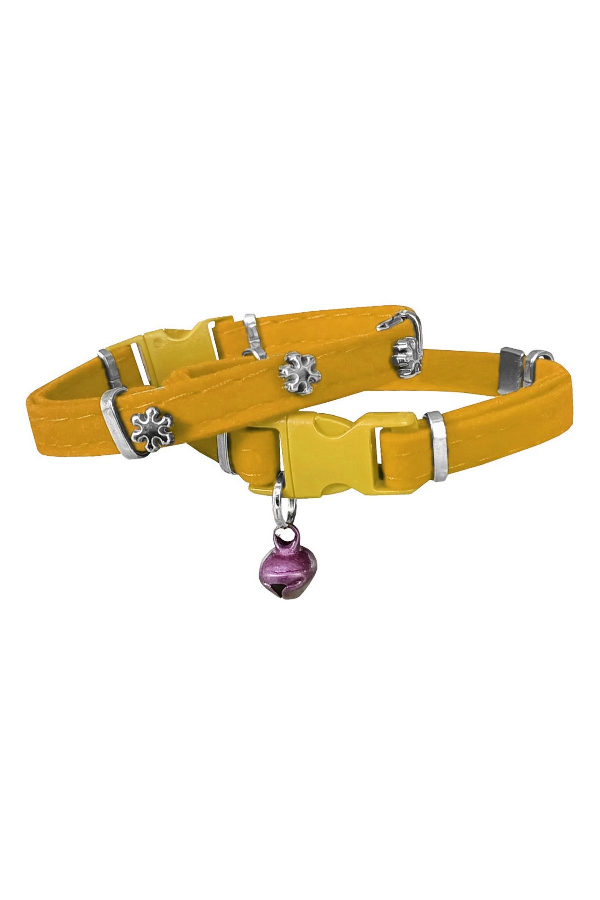 OEM Kadife Kedi Boyun Tasması Kar Taneli 20-32 cm Sarı