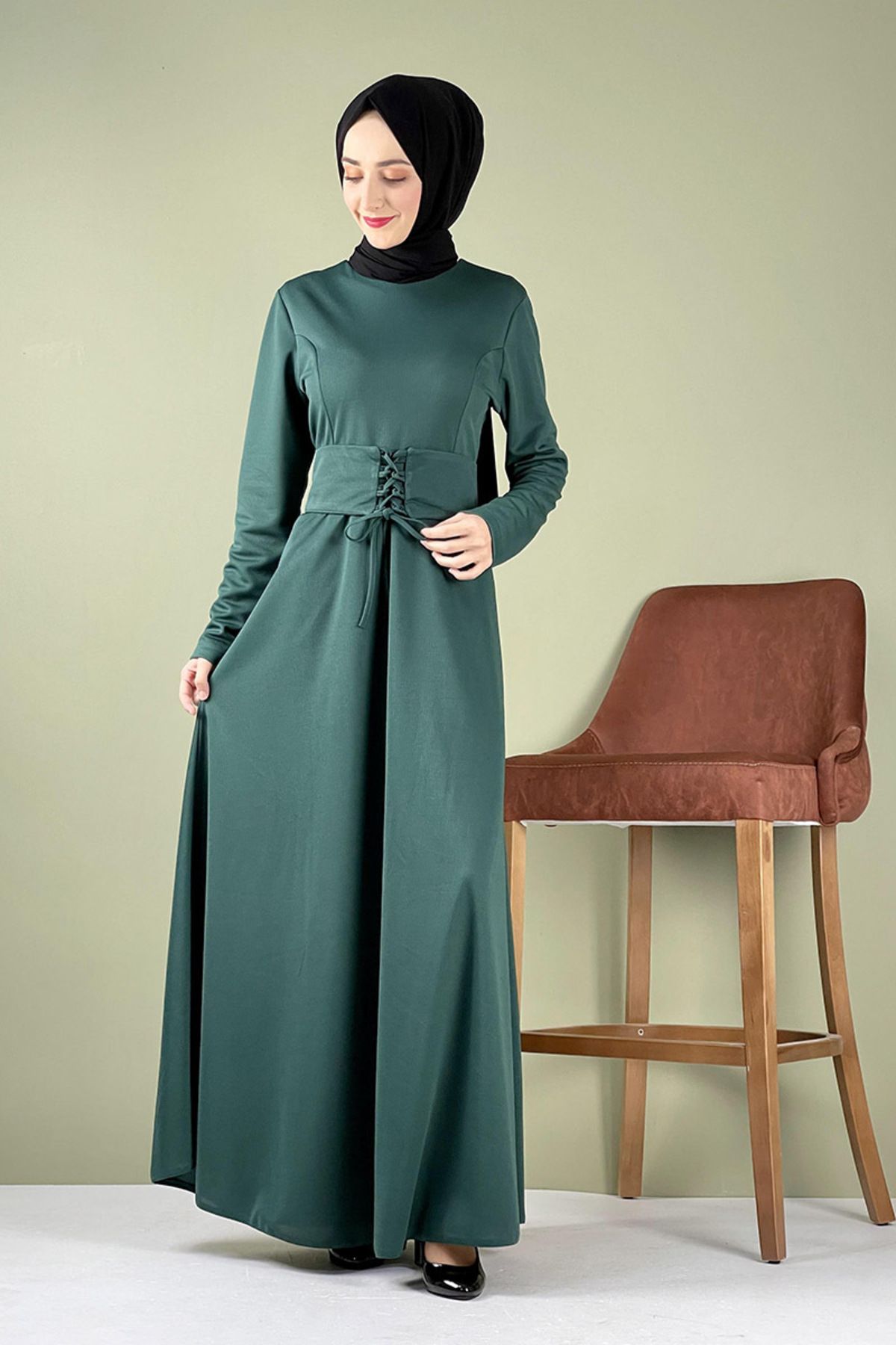 COXO Fashion`S Moda Çizgi Hijab Dress
